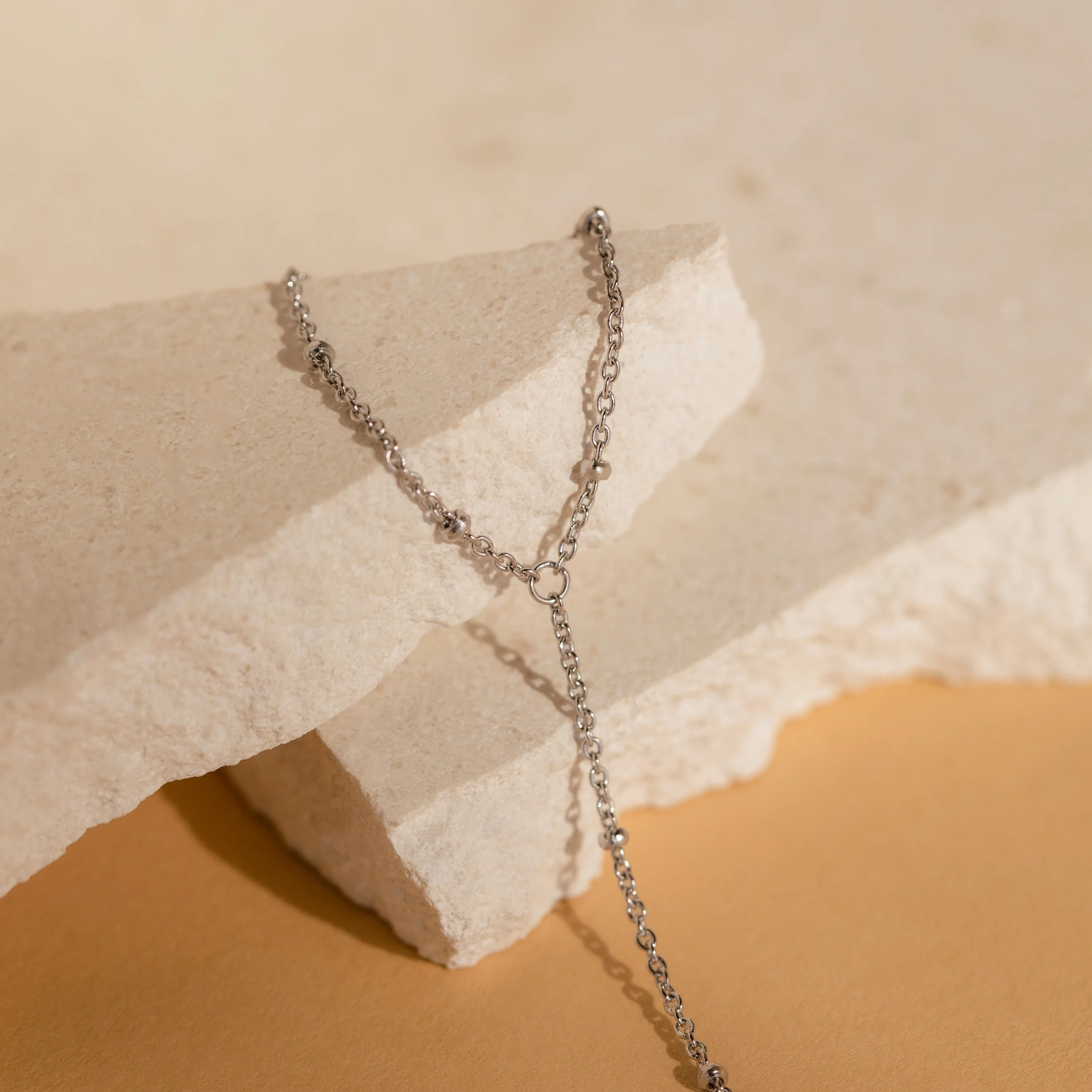 Beaded Hand Chain Bracelet in Silver - Image 7