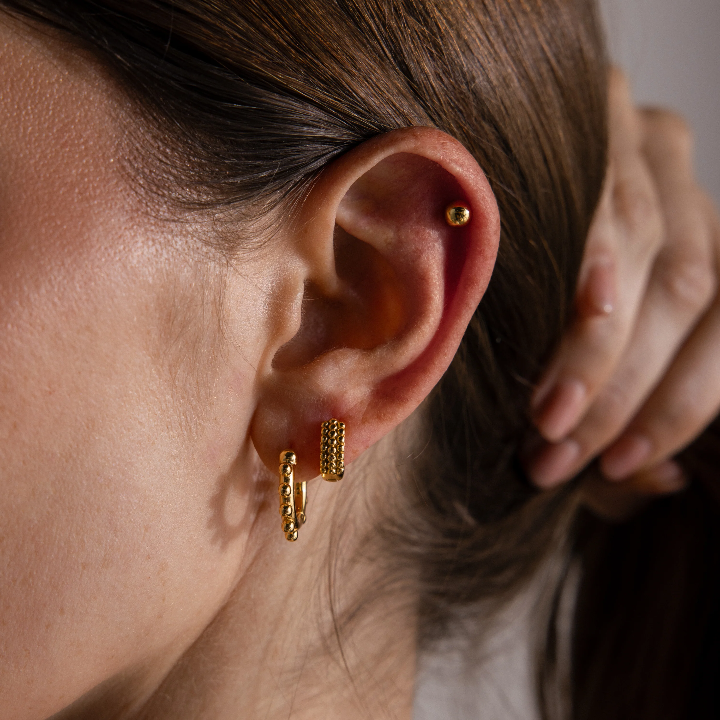Beaded Hoops in 18K Gold - Image 6