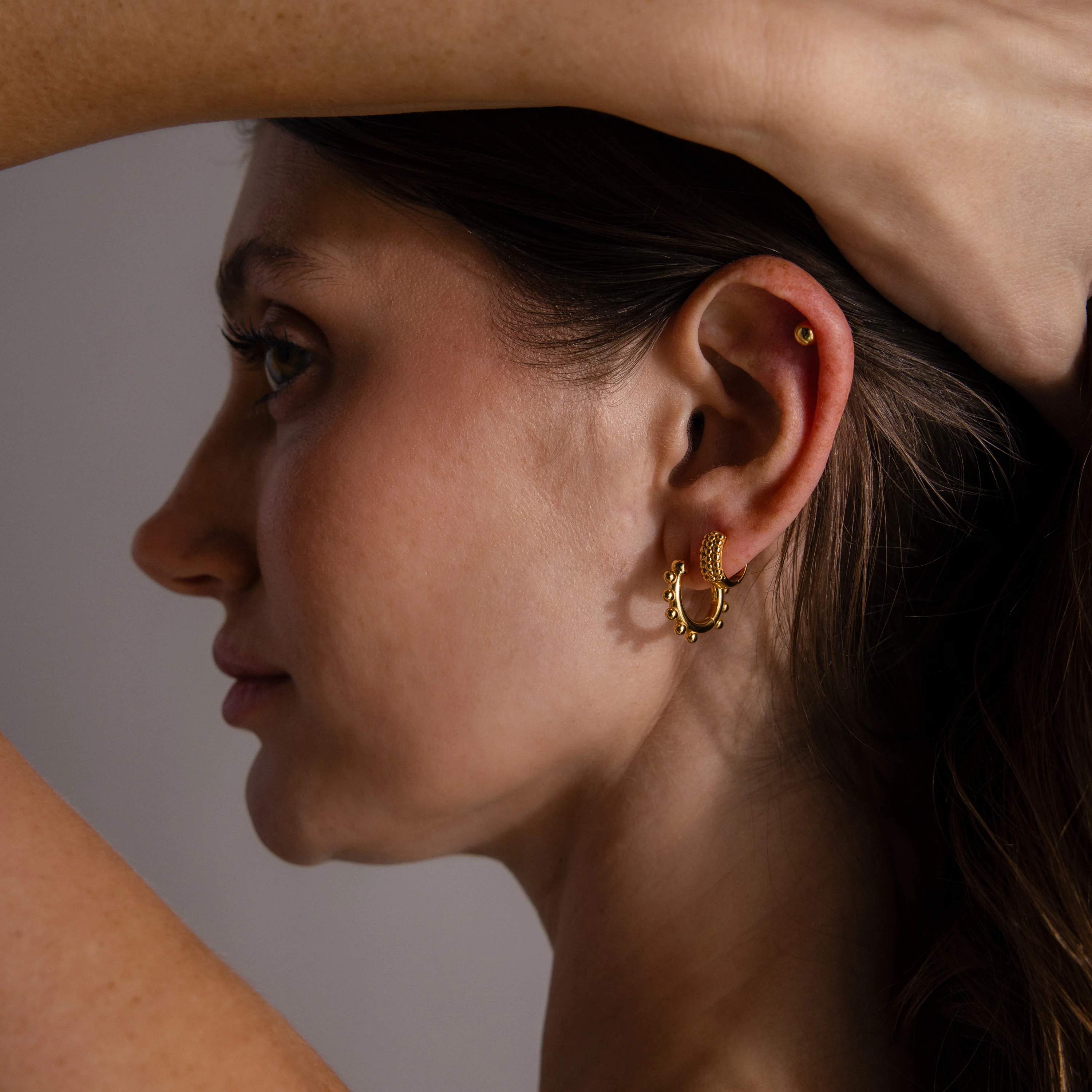 Beaded Hoops in 18K Gold - Image 8