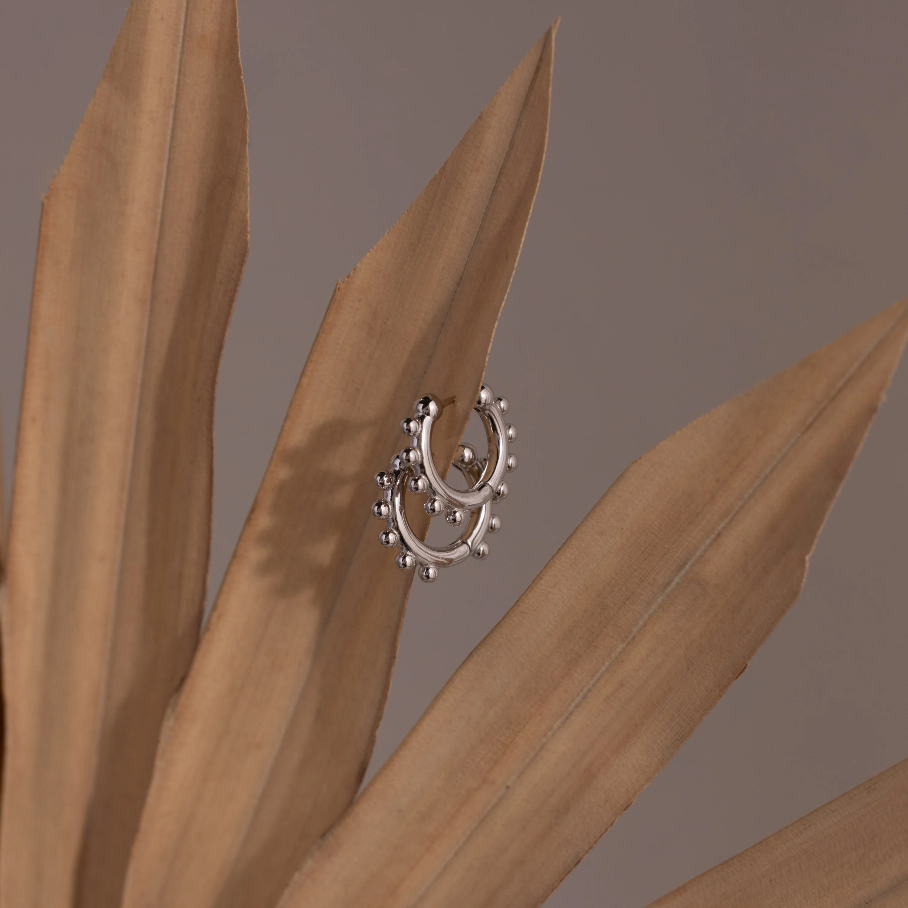 Beaded Hoops in Silver - Image 3