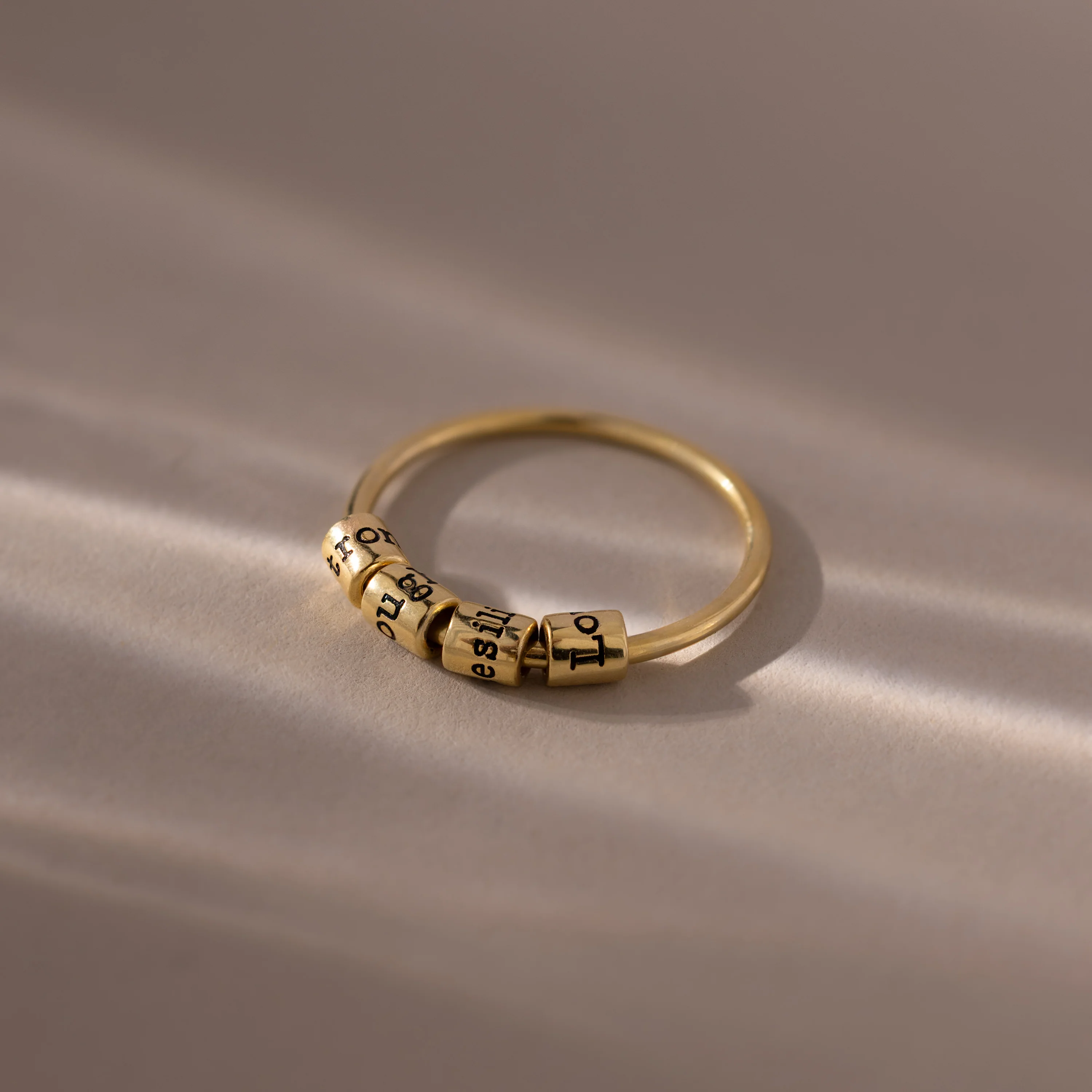 Beaded Multiple Name Ring in 18K Gold - Image 3