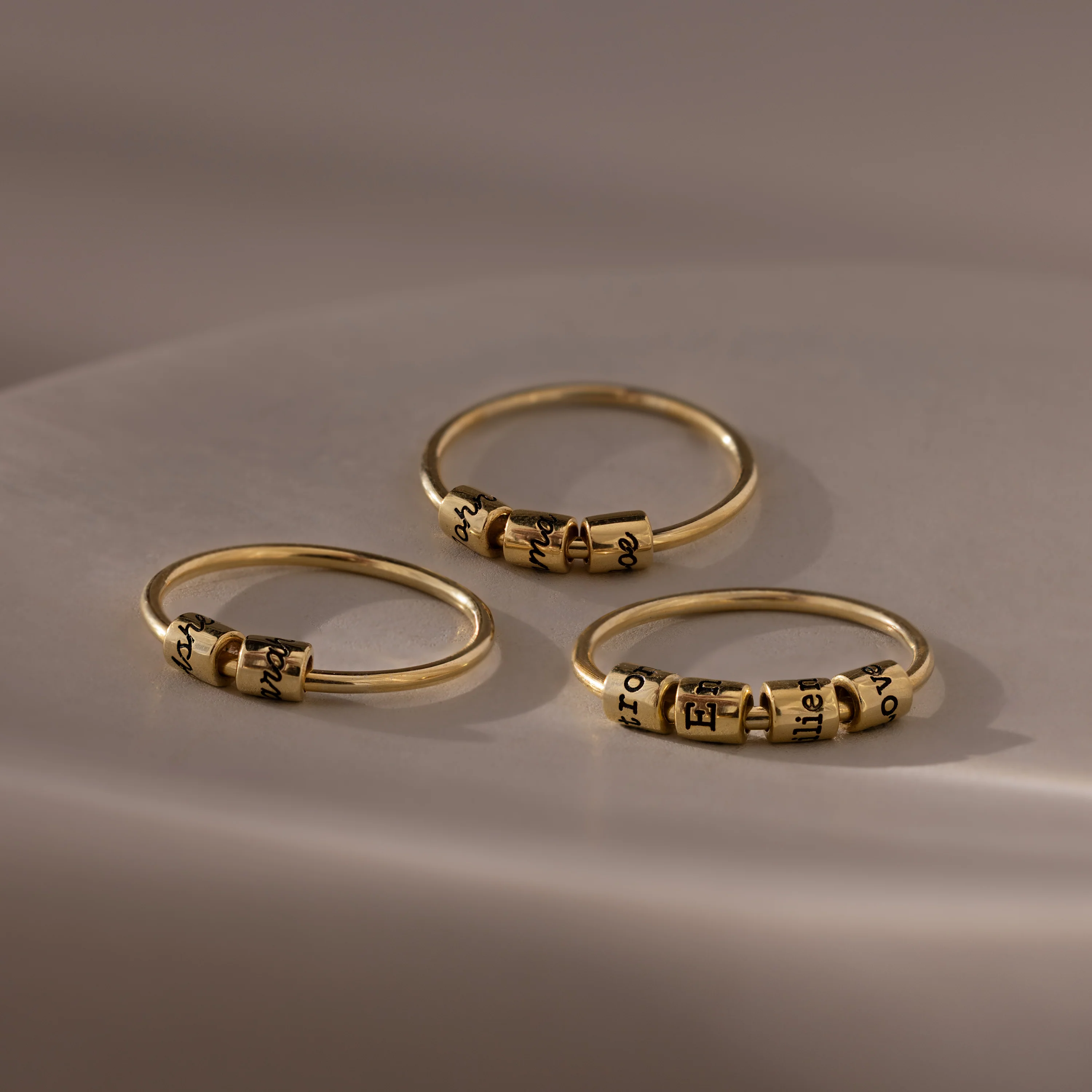 Beaded Multiple Name Ring in 18K Gold - Image 7
