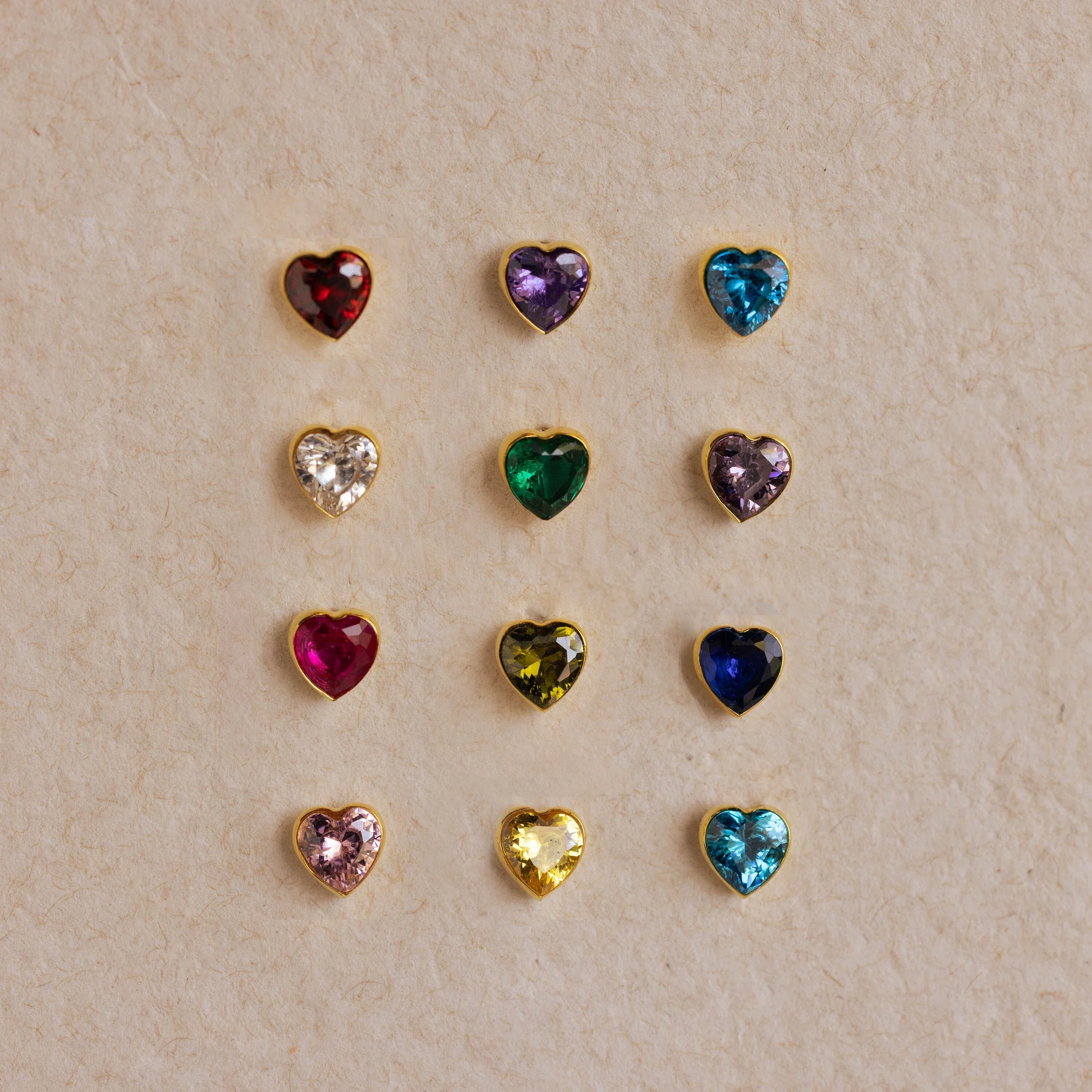 Bezel Heart Birthstone Studs - Image 3