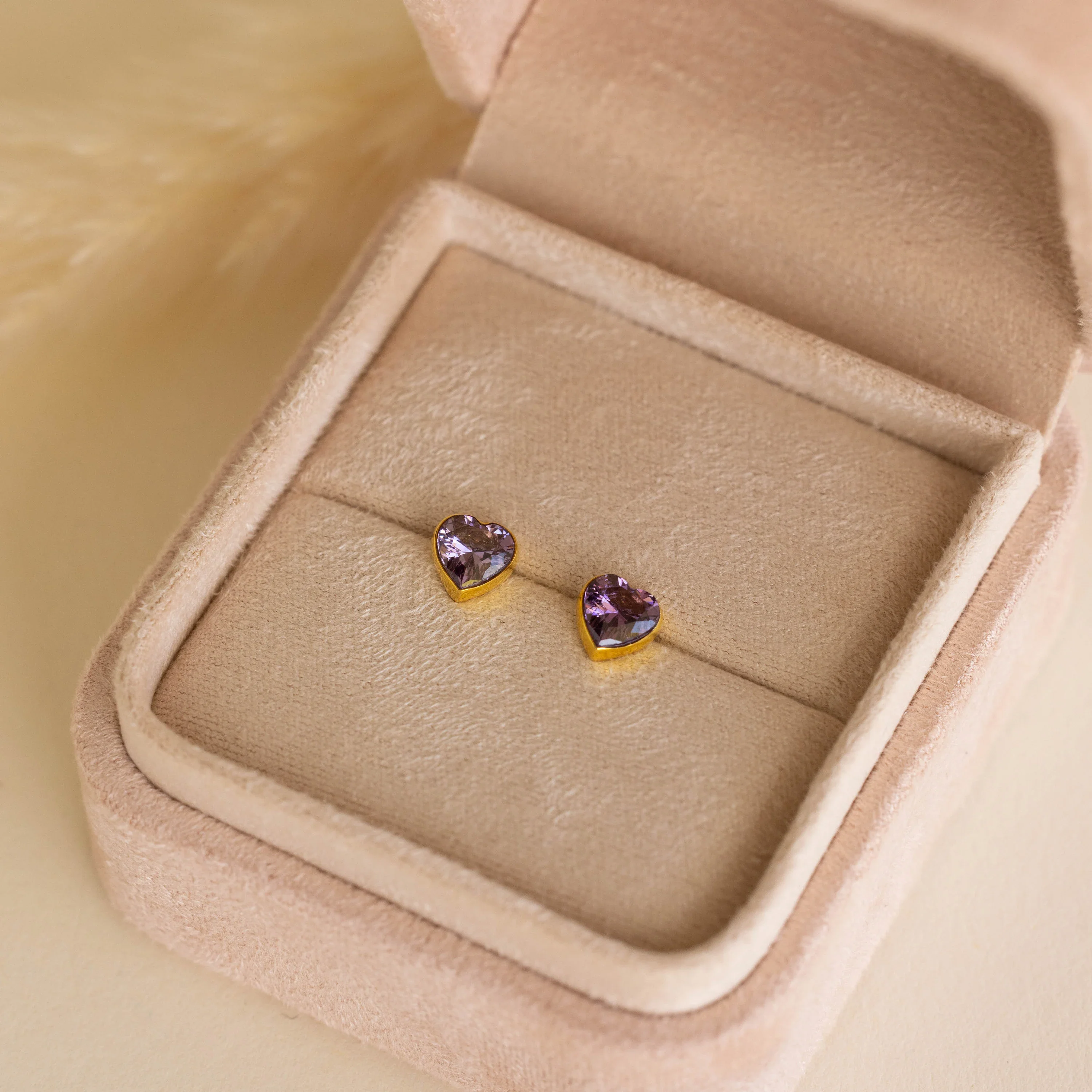 Bezel Heart Birthstone Studs - Image 5
