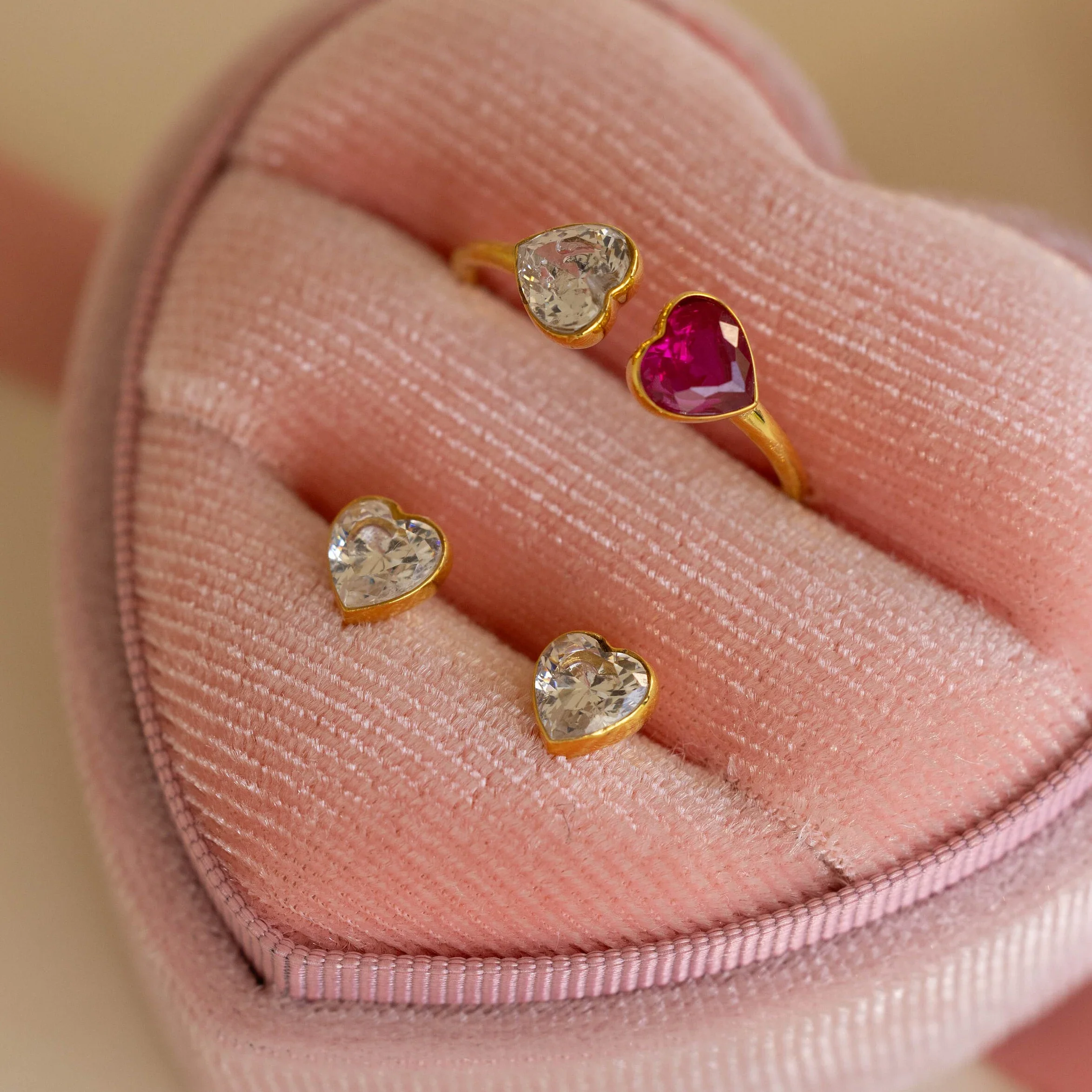 Bezel Heart Birthstone Studs - Image 7