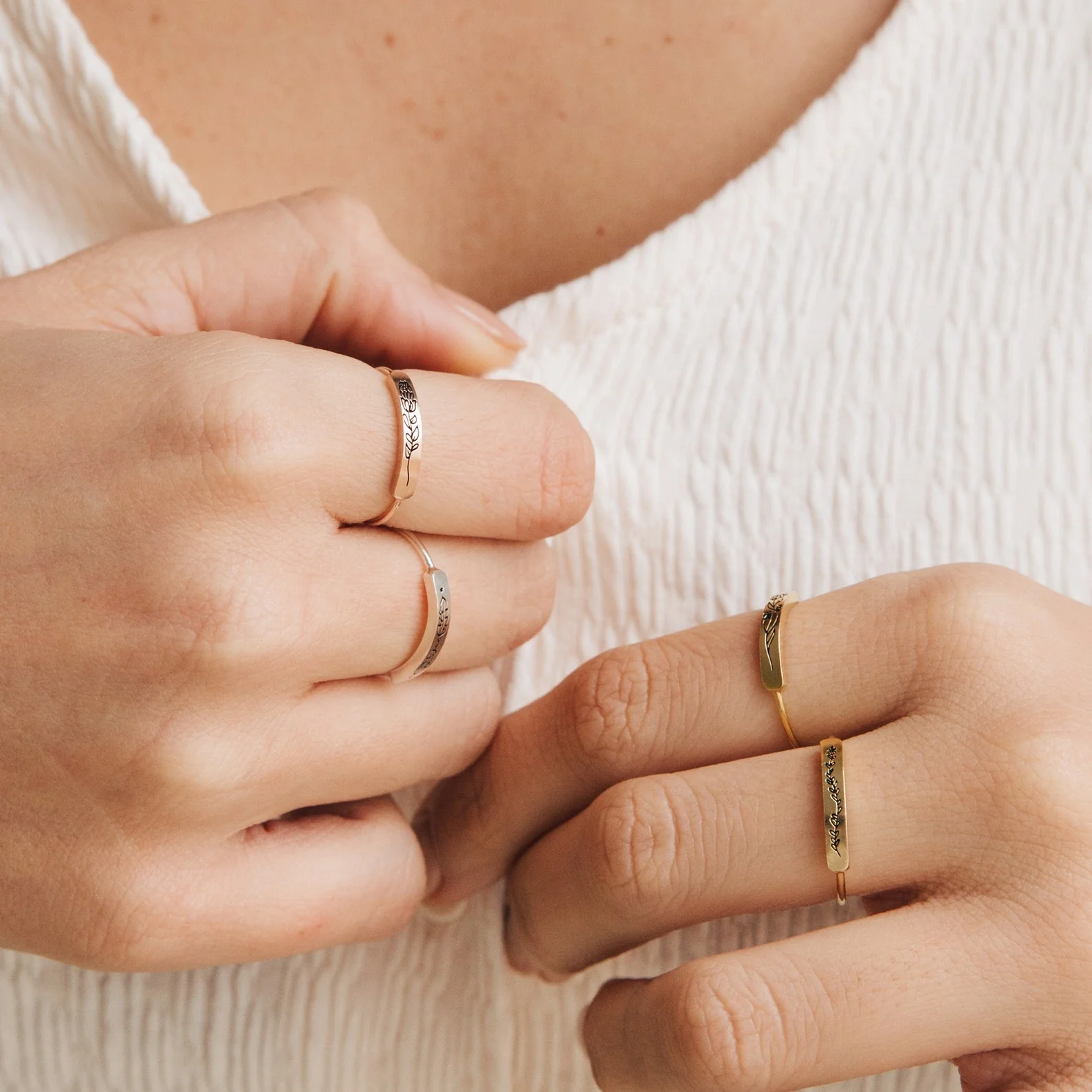 Birth Flower Bar Ring - Image 6