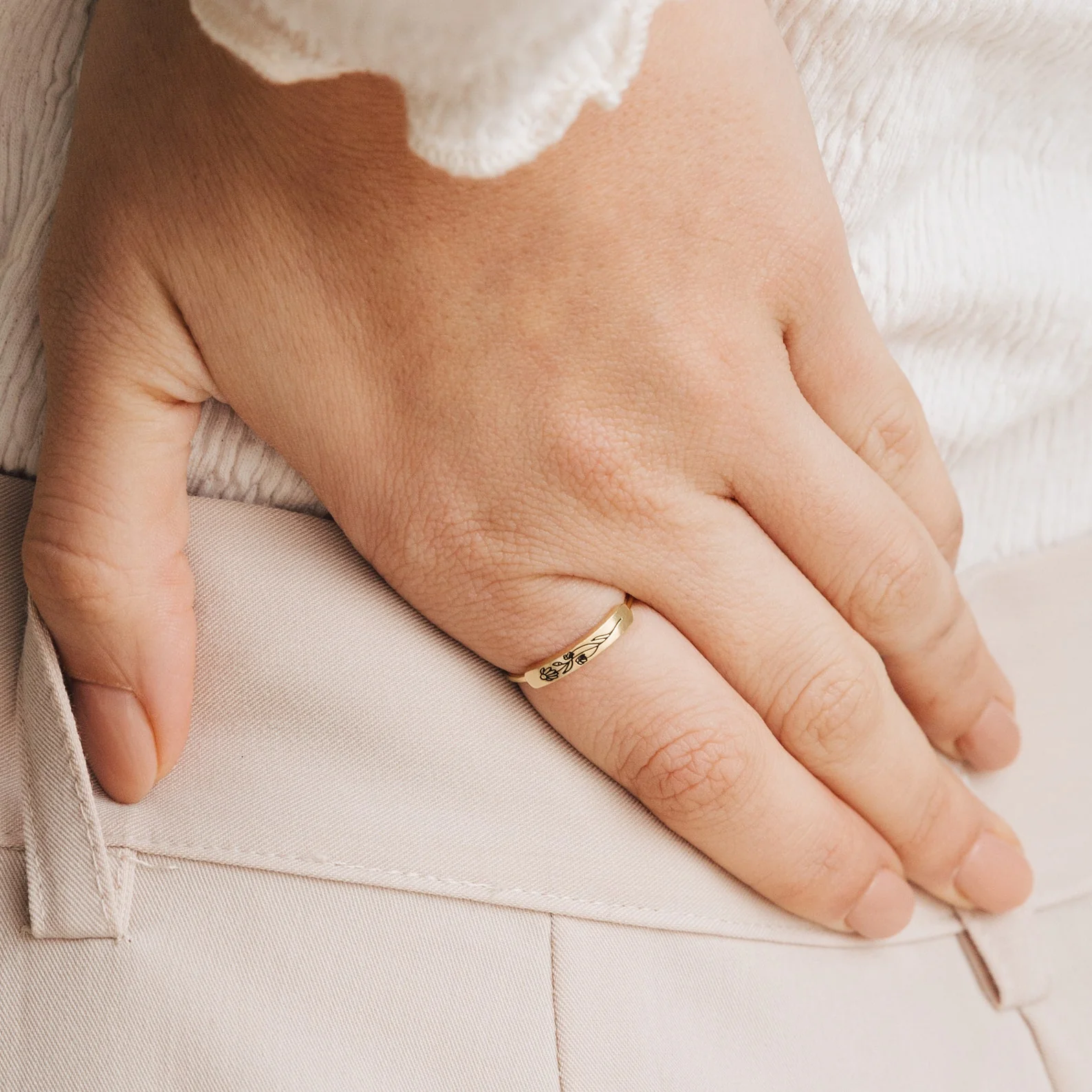 Birth Flower Bar Ring - Image 8