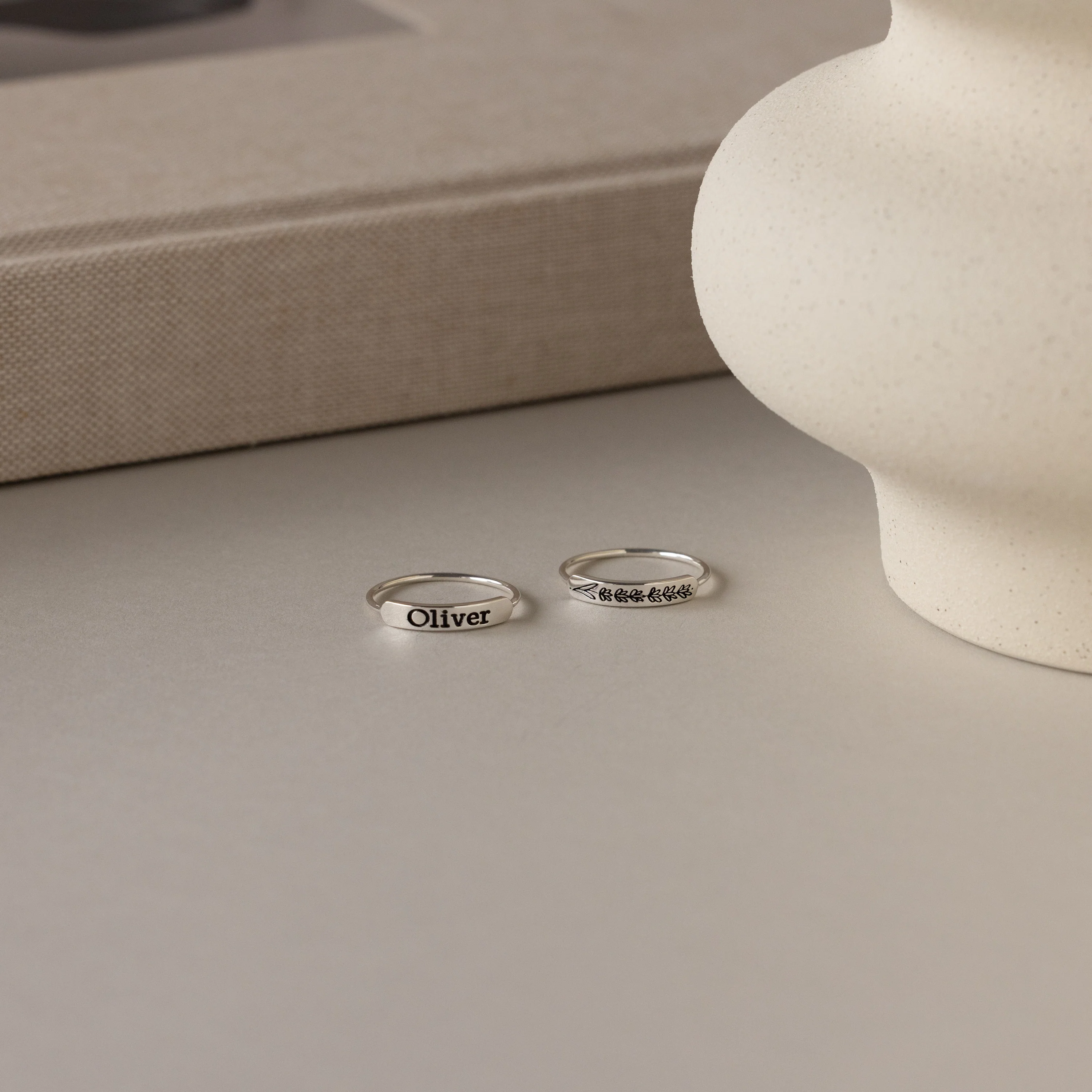 Birth Flower Bar Ring in Silver - Image 3