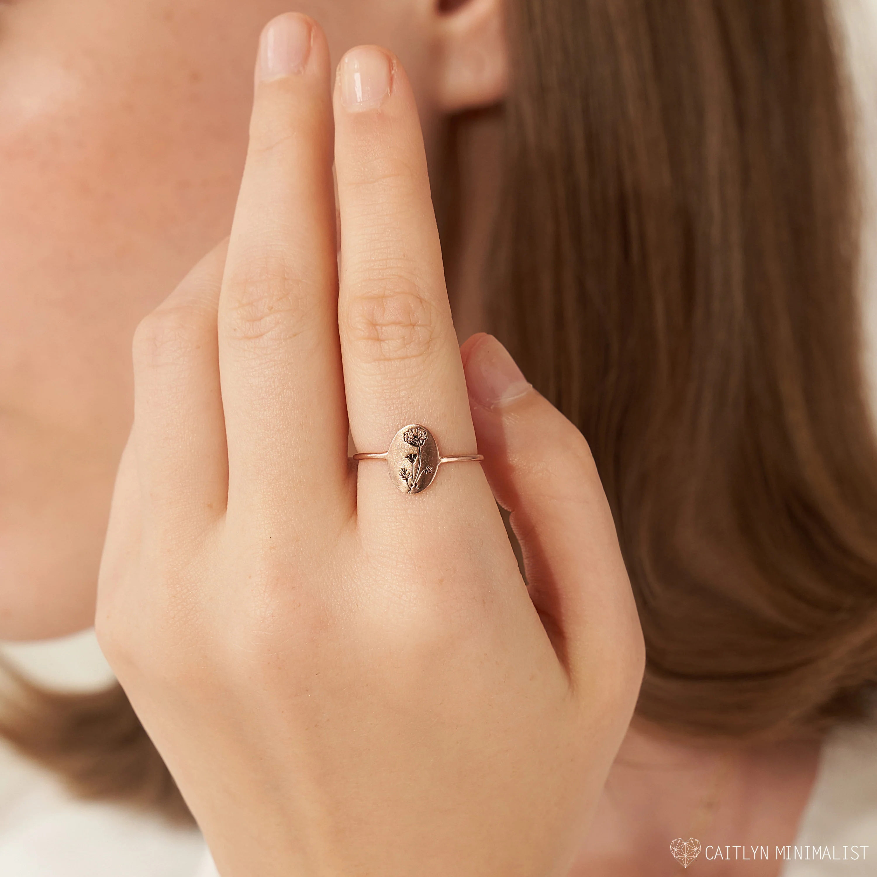 Birth Flower Oval Ring - Image 4