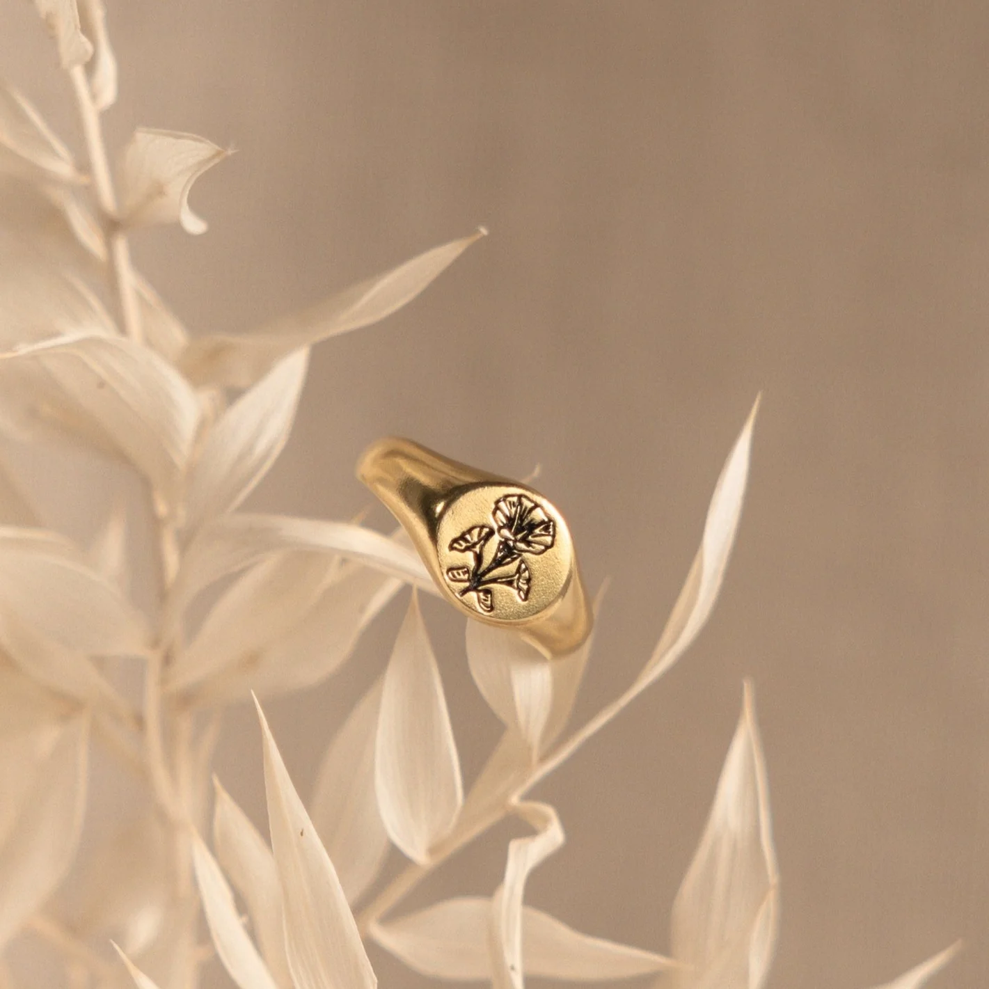 Birth Flower Signet Ring - Image 3