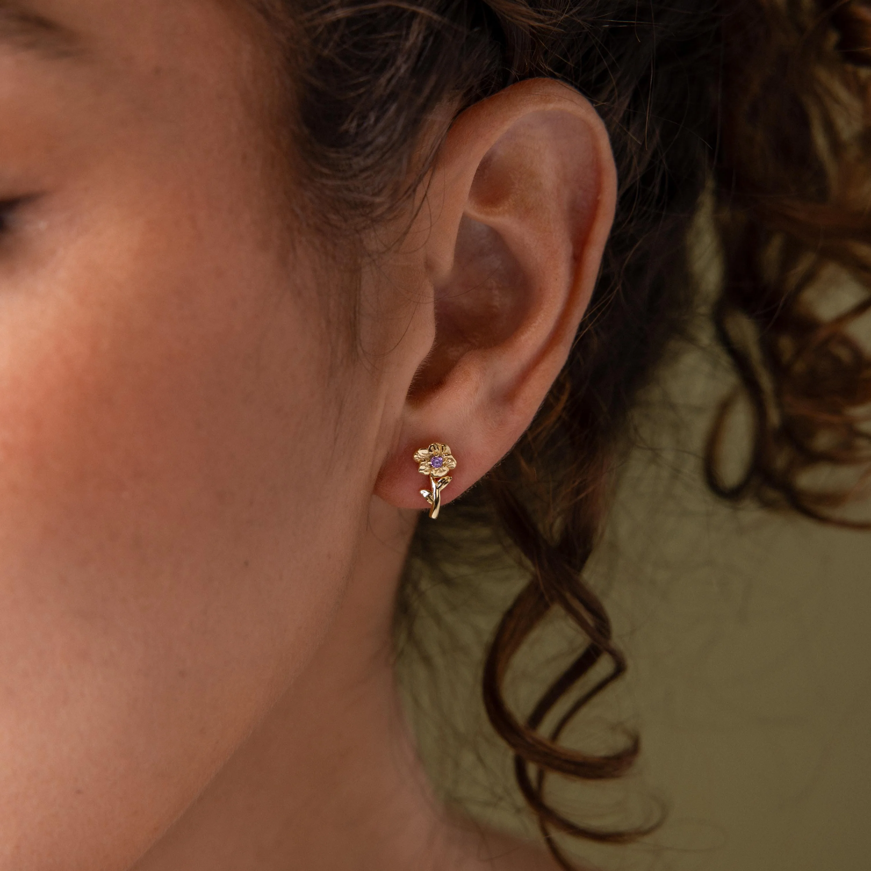 Birth Flower Stud Earrings - Image 2