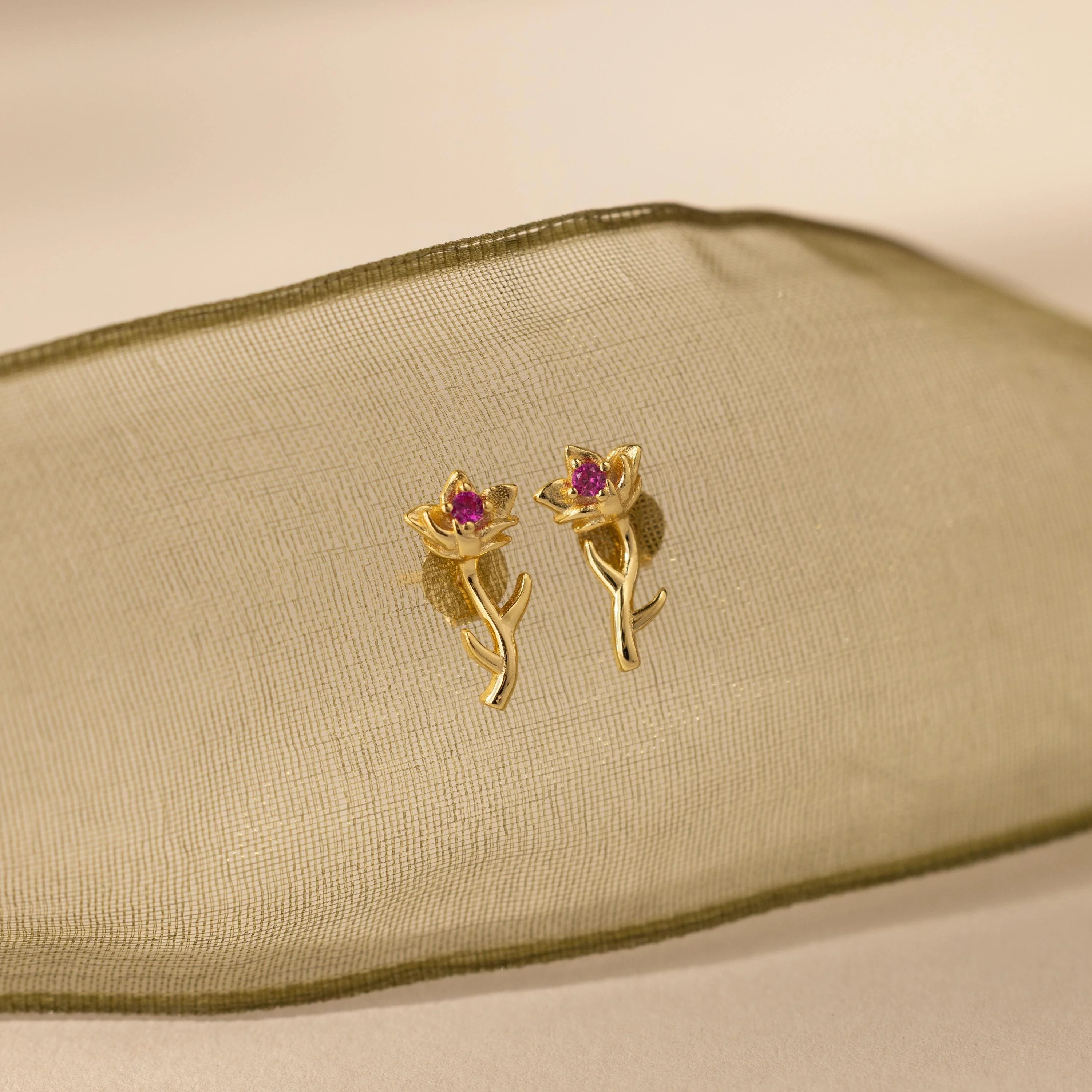 Birth Flower Stud Earrings - Image 3