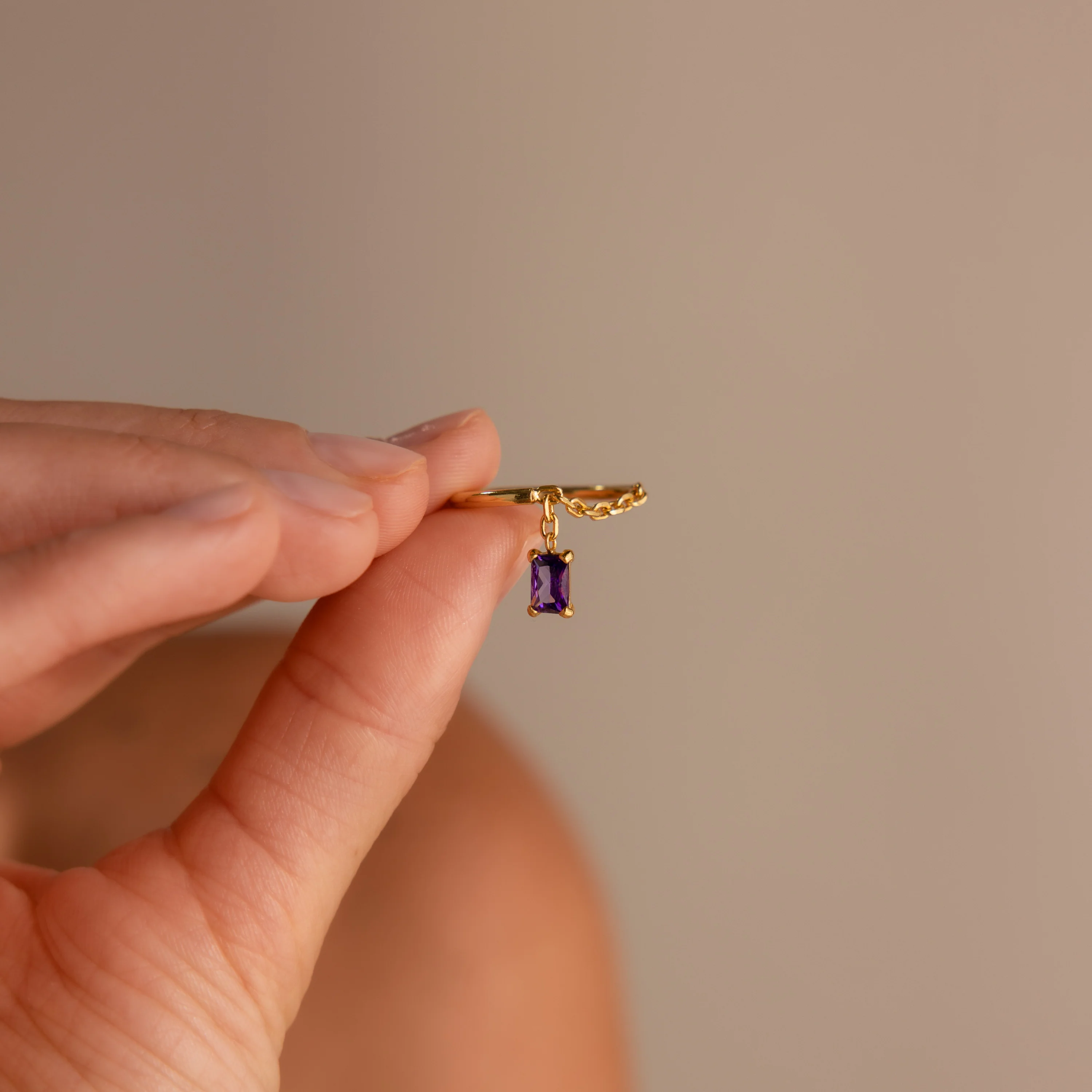 Birthstone Drop Chain Ring - Image 14