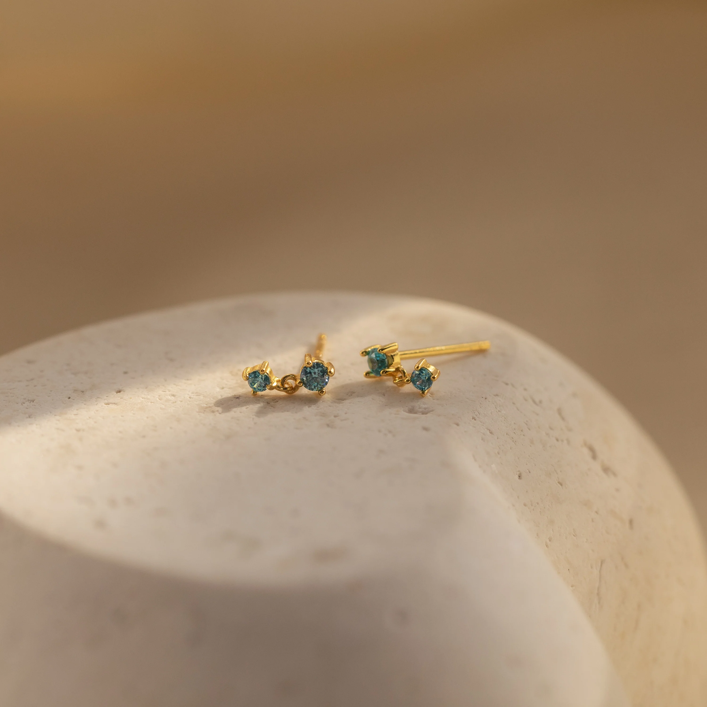 Blue Zircon Drop Studs