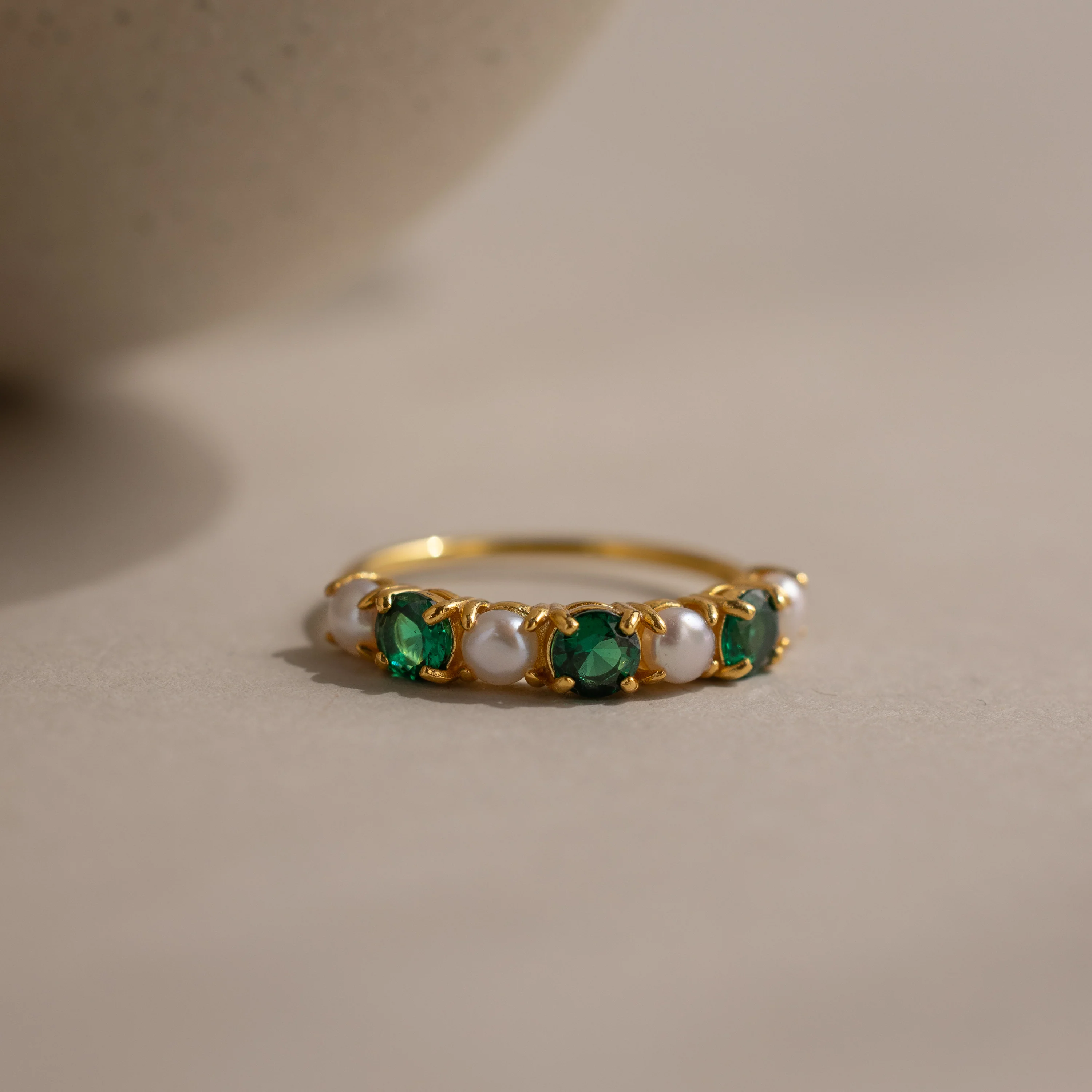 Emerald & Pearl Lace Ring