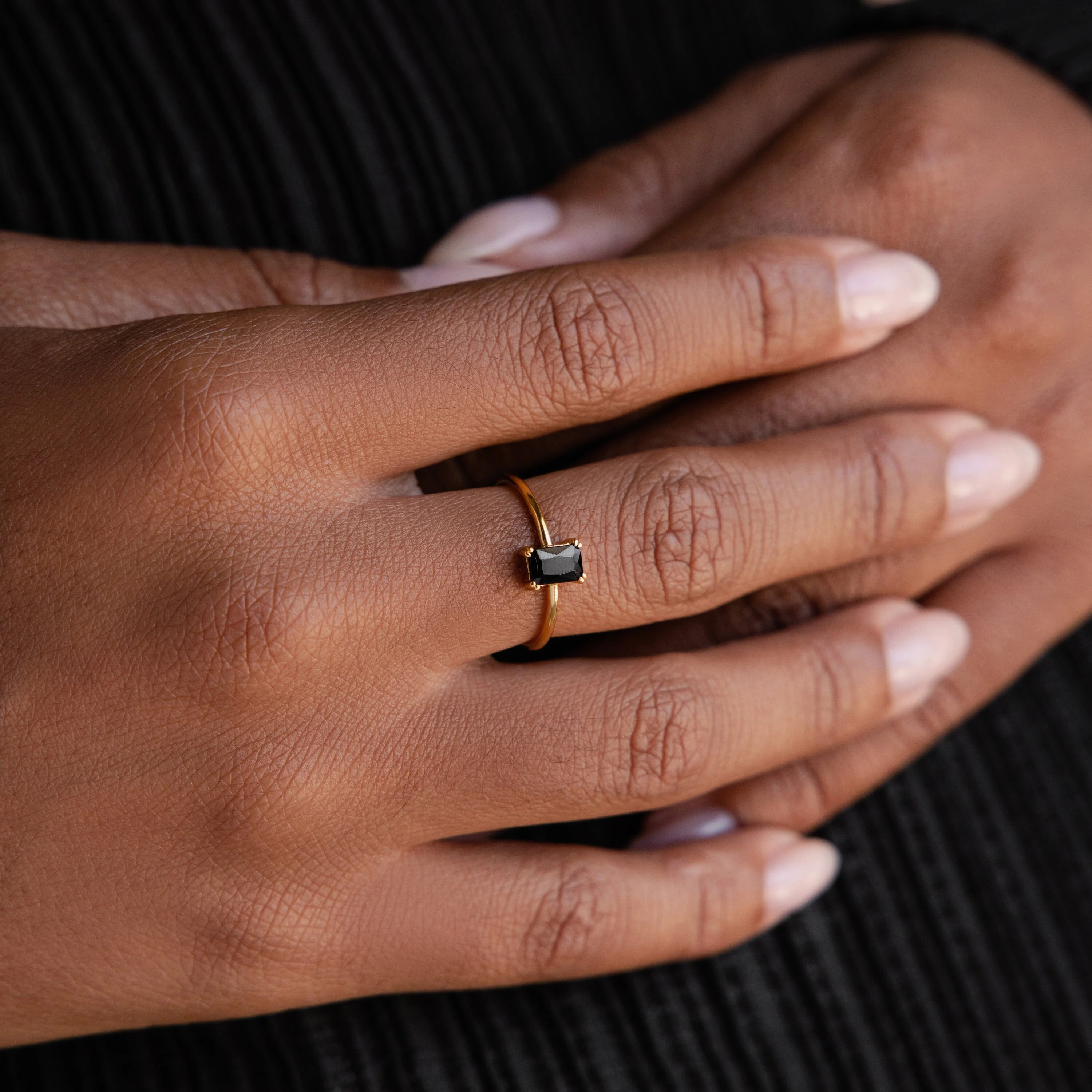 Black Emerald Ring in Silver - Image 2