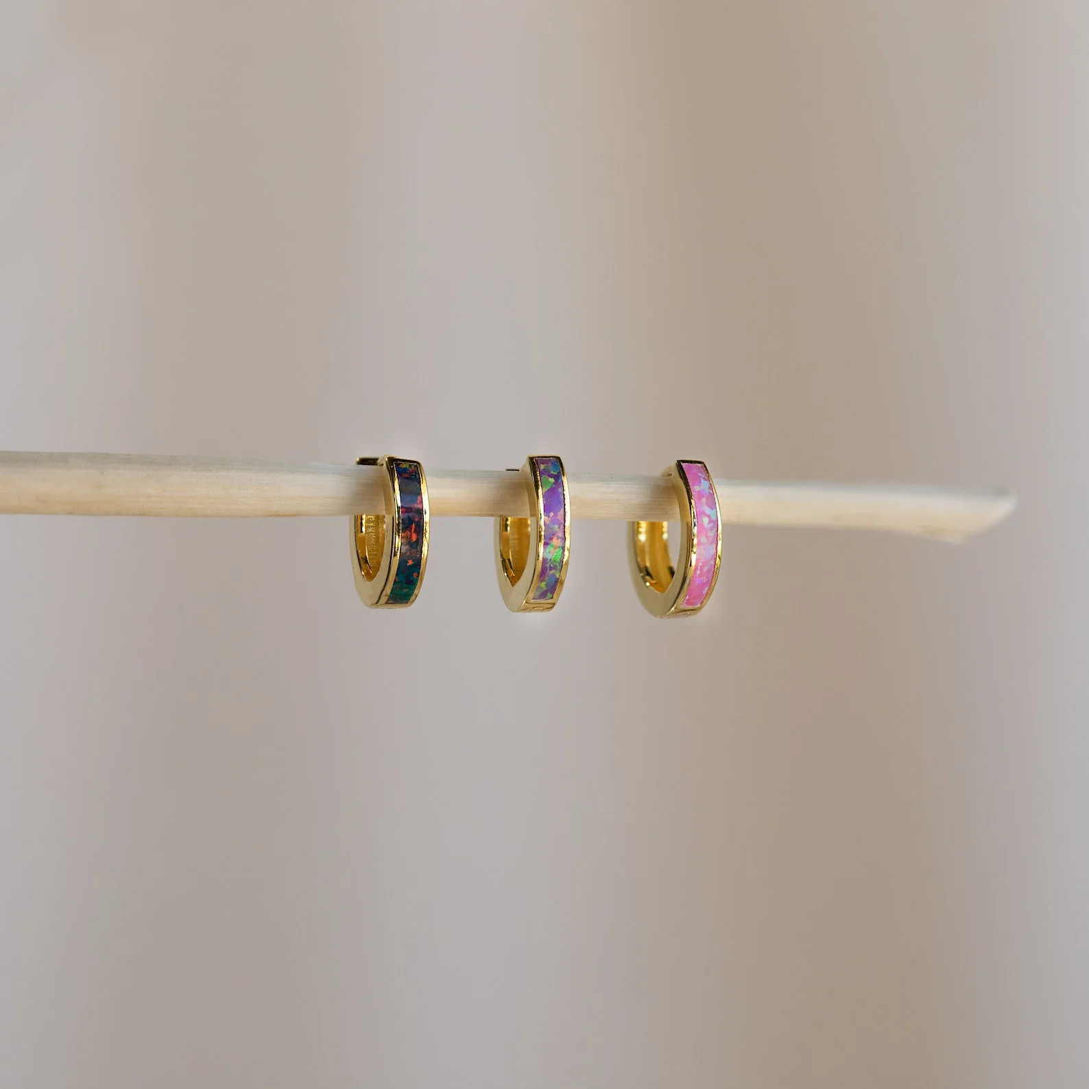 Black Opal Inlay Huggies - Image 7