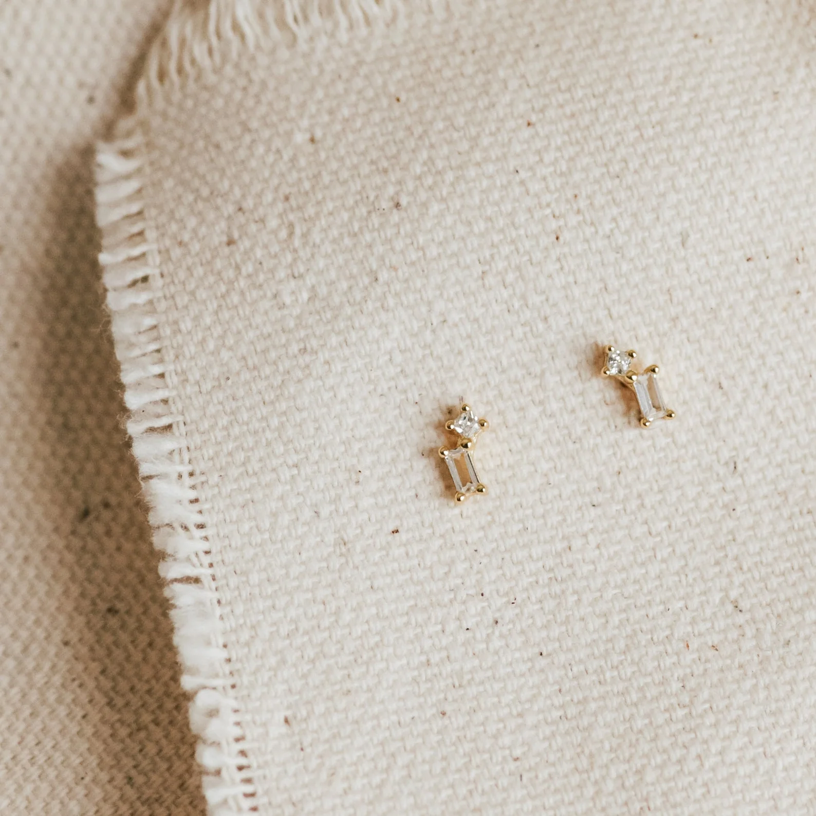 Blair Baguette Diamond Drop Studs - Image 3