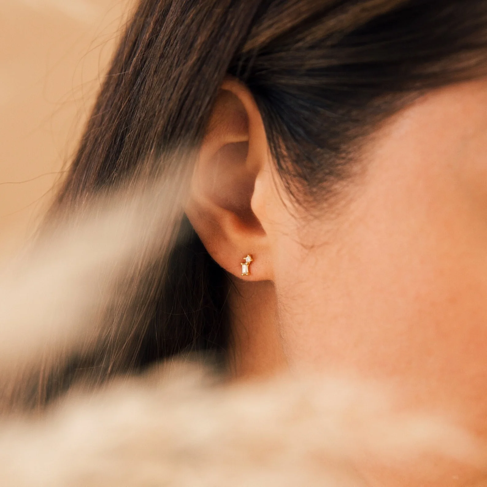 Blair Baguette Diamond Drop Studs - Image 7