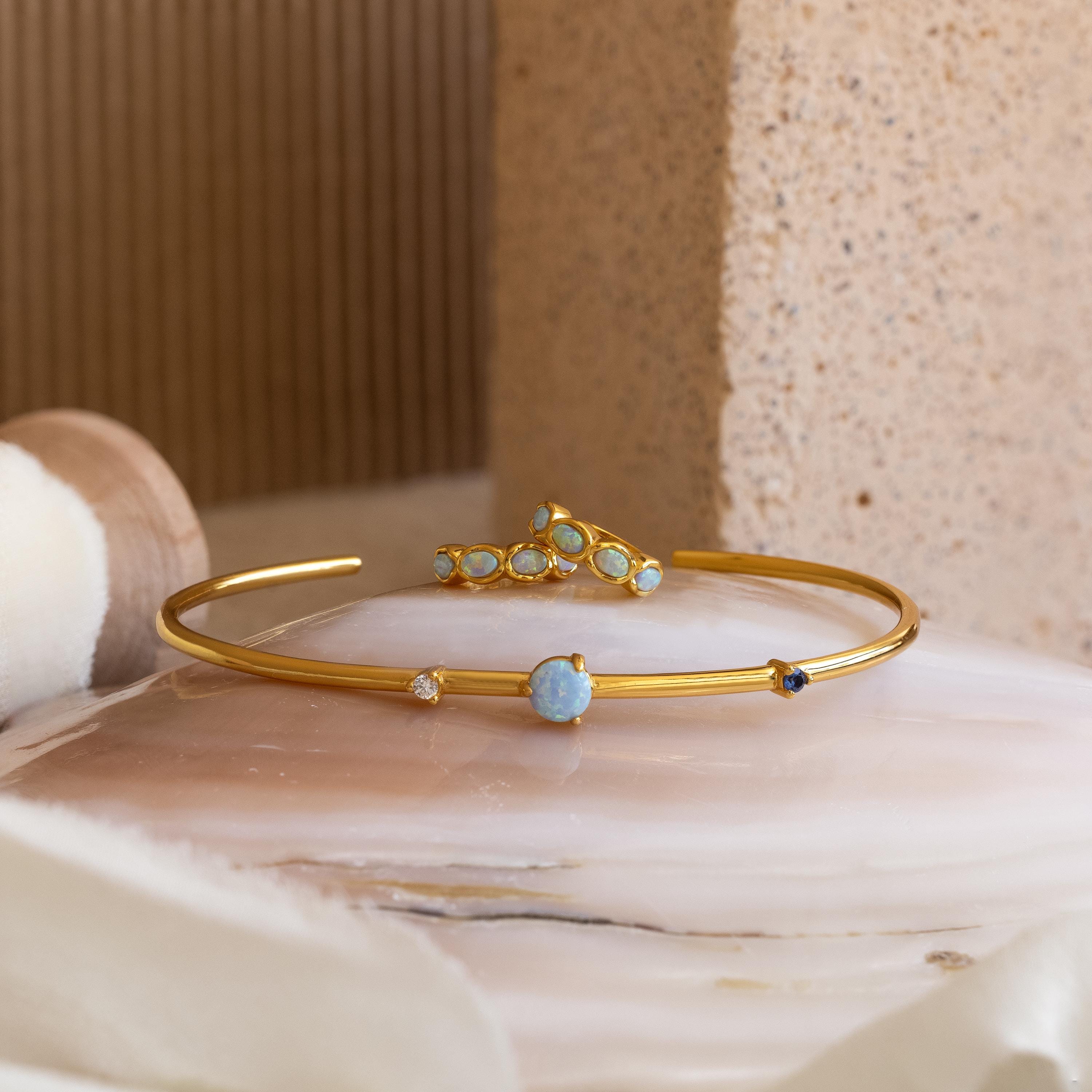 Blue Opal Beaded Huggies - Image 8