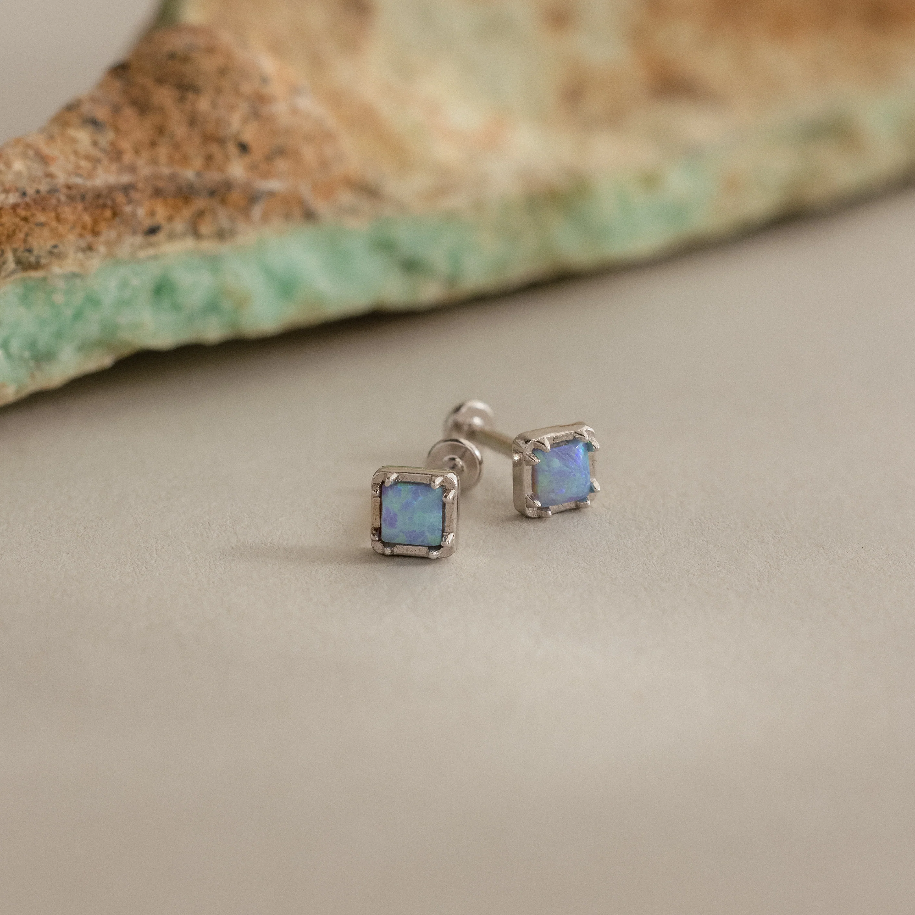 Blue Opal Prism Flatback Studs - Image 3