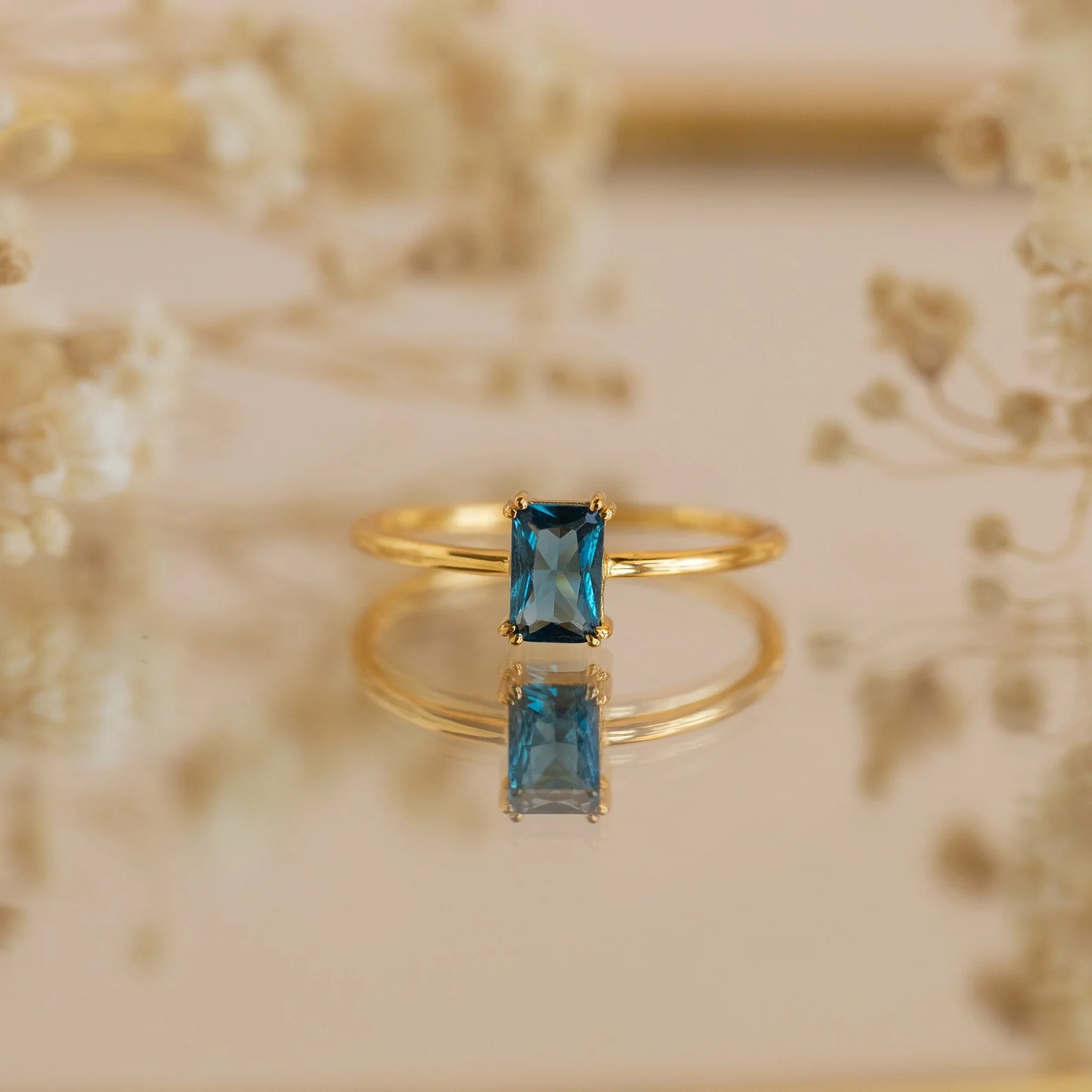 Blue Topaz Emerald Ring - Image 4