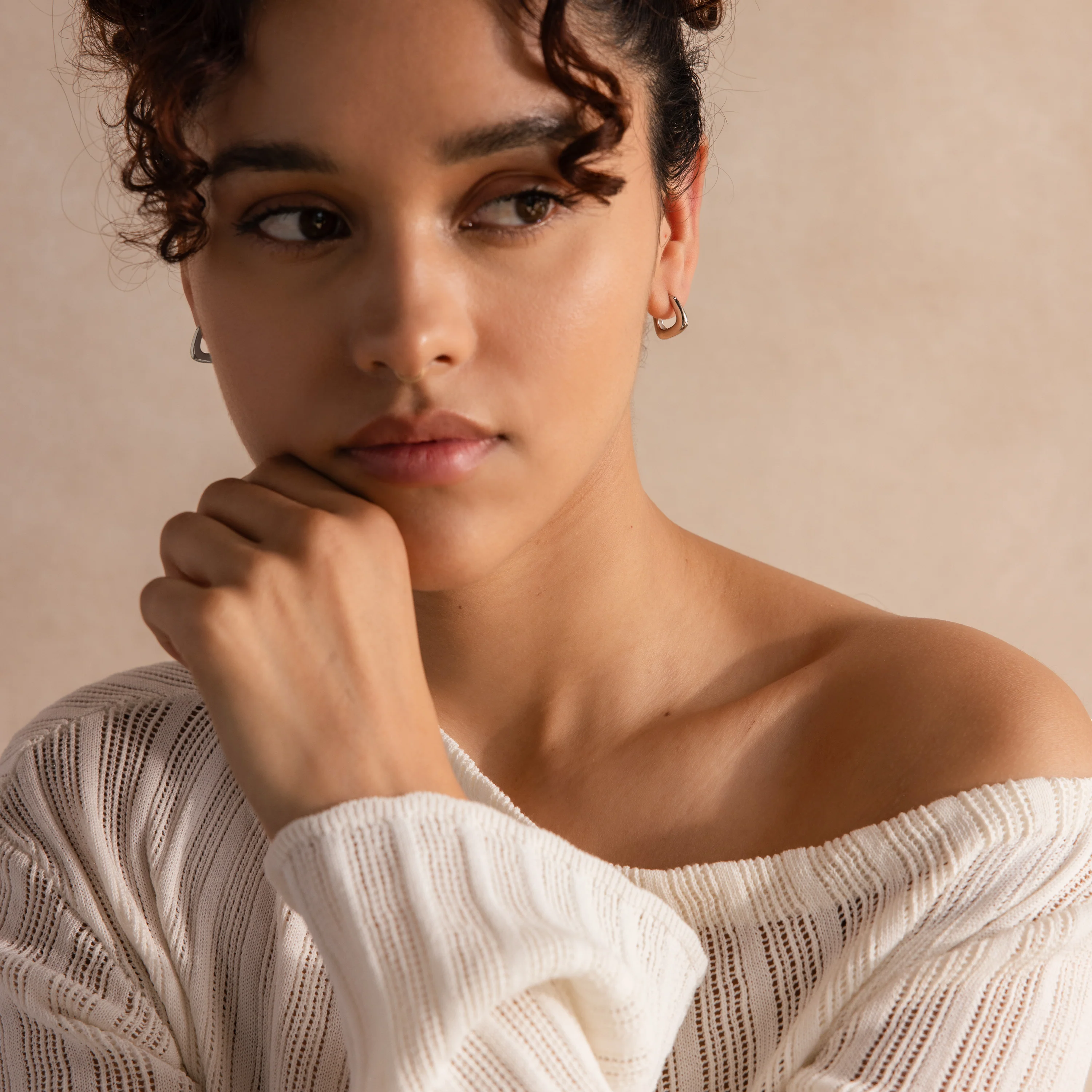 Bold Geometric Hoops in Silver - Image 4