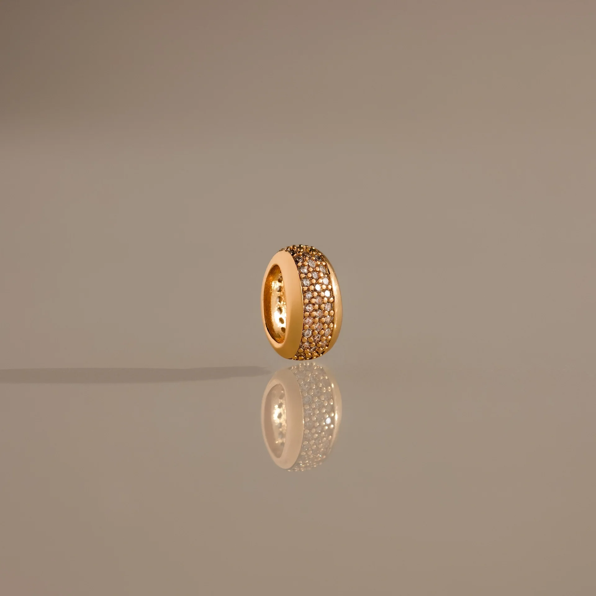 Bold Pave Dome Spacer Charm in 18K Gold - Image 5