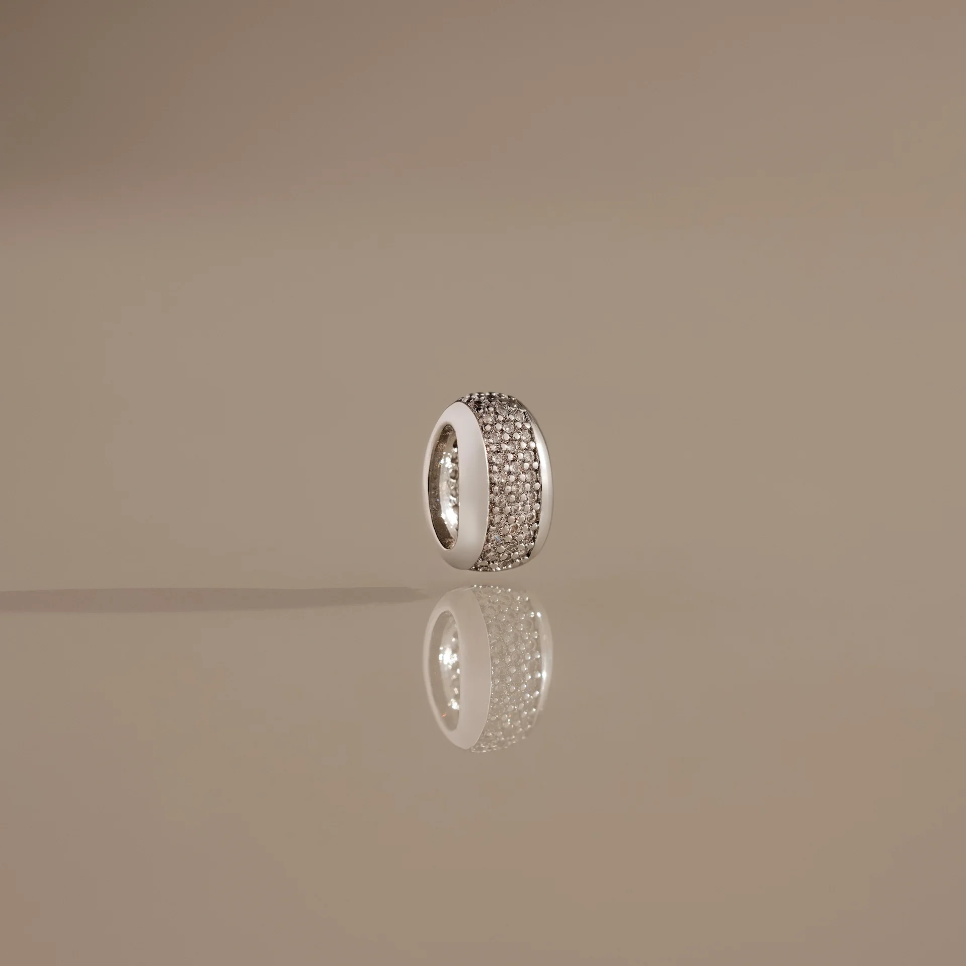 Bold Pave Dome Spacer Charm in Silver - Image 3