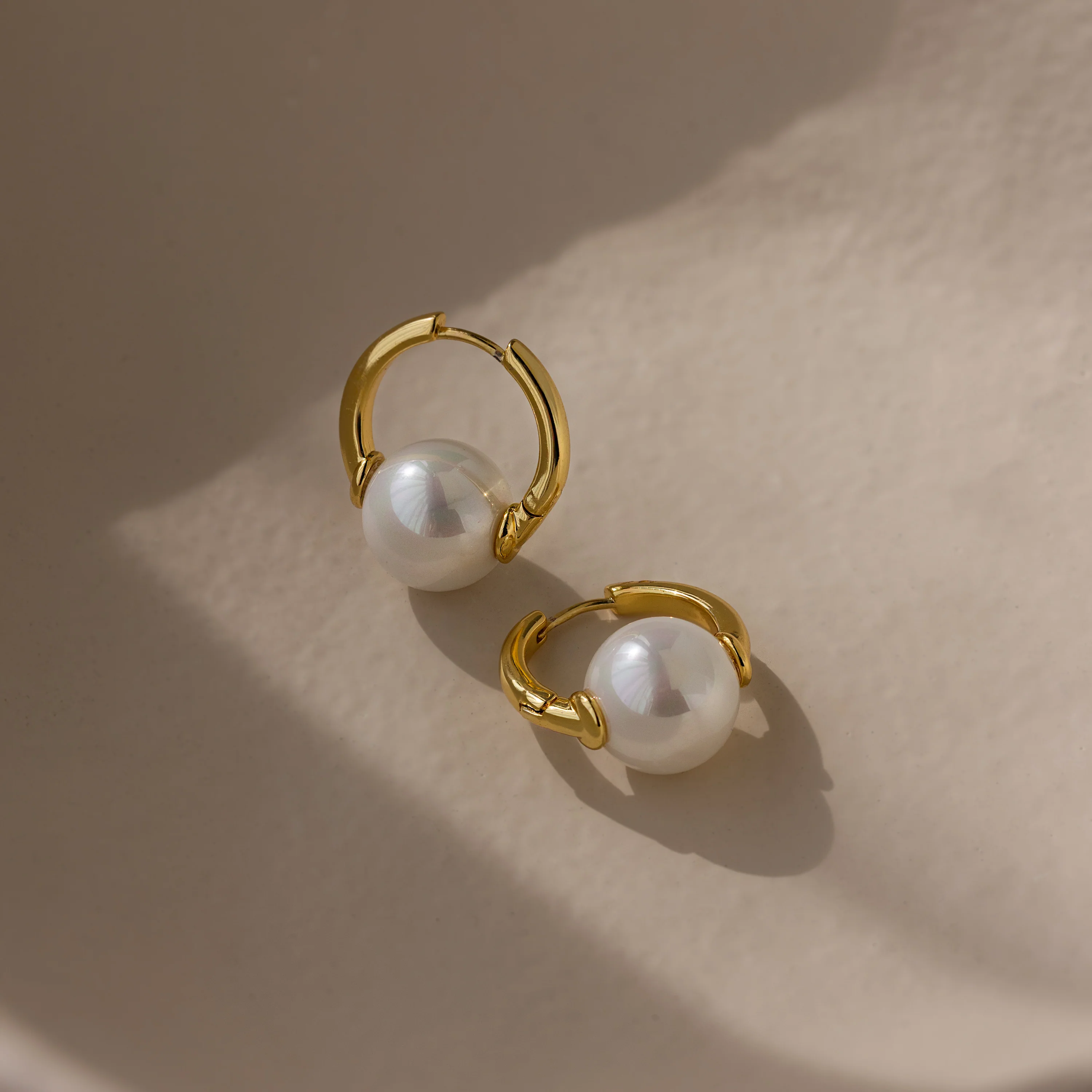 Bold Round Pearl Hoops