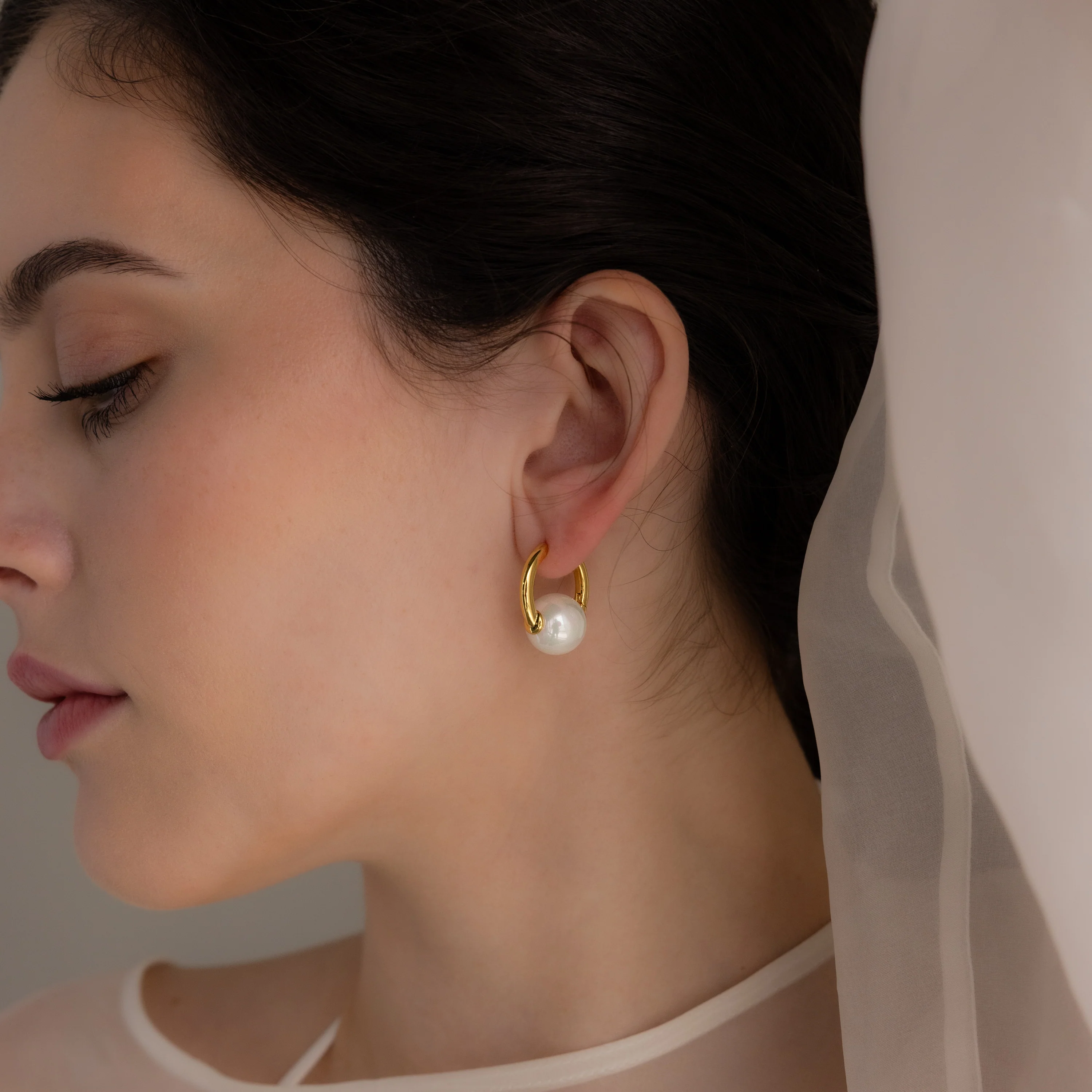 Bold Round Pearl Hoops - Image 10