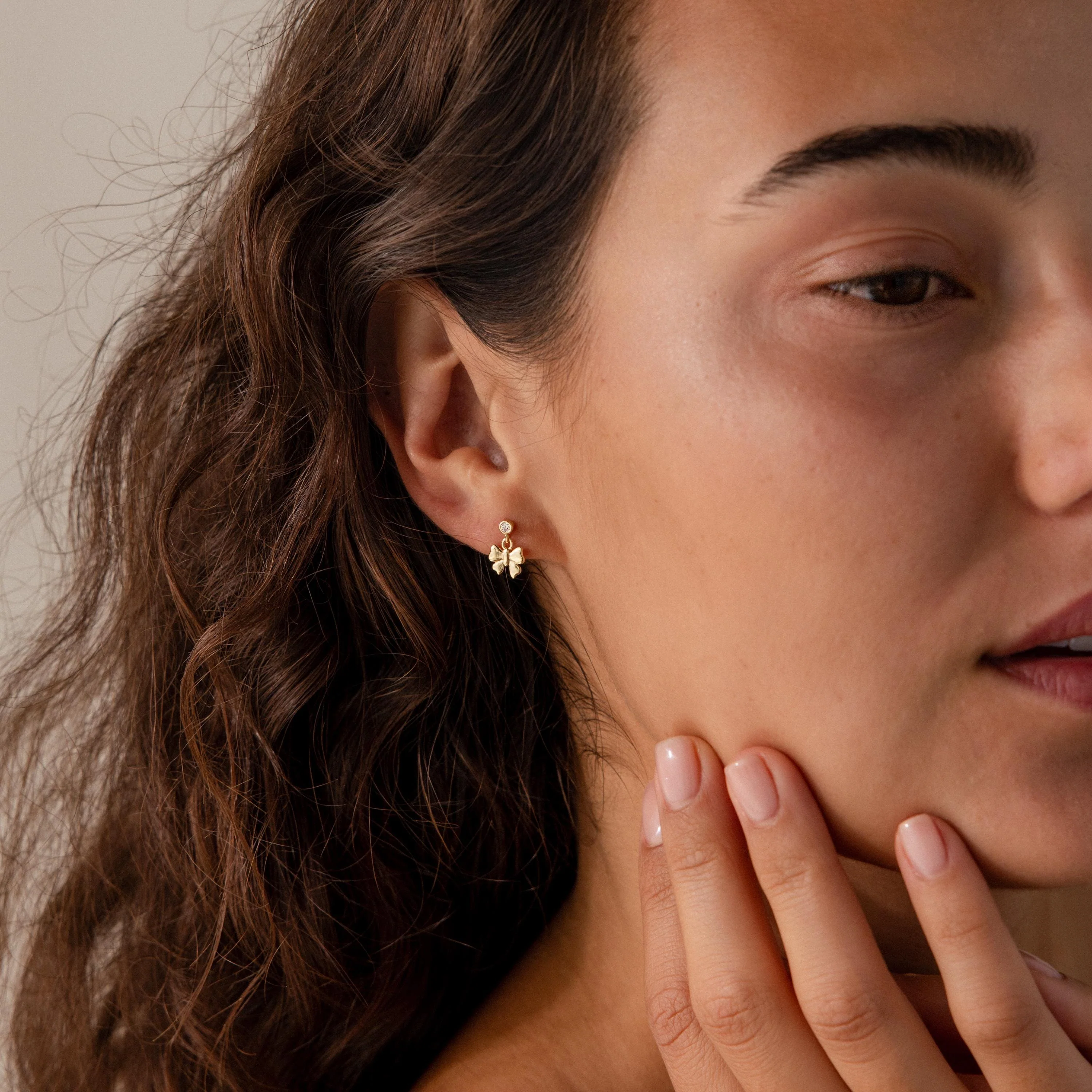 Bow Drop Studs in 18K Gold - Image 4
