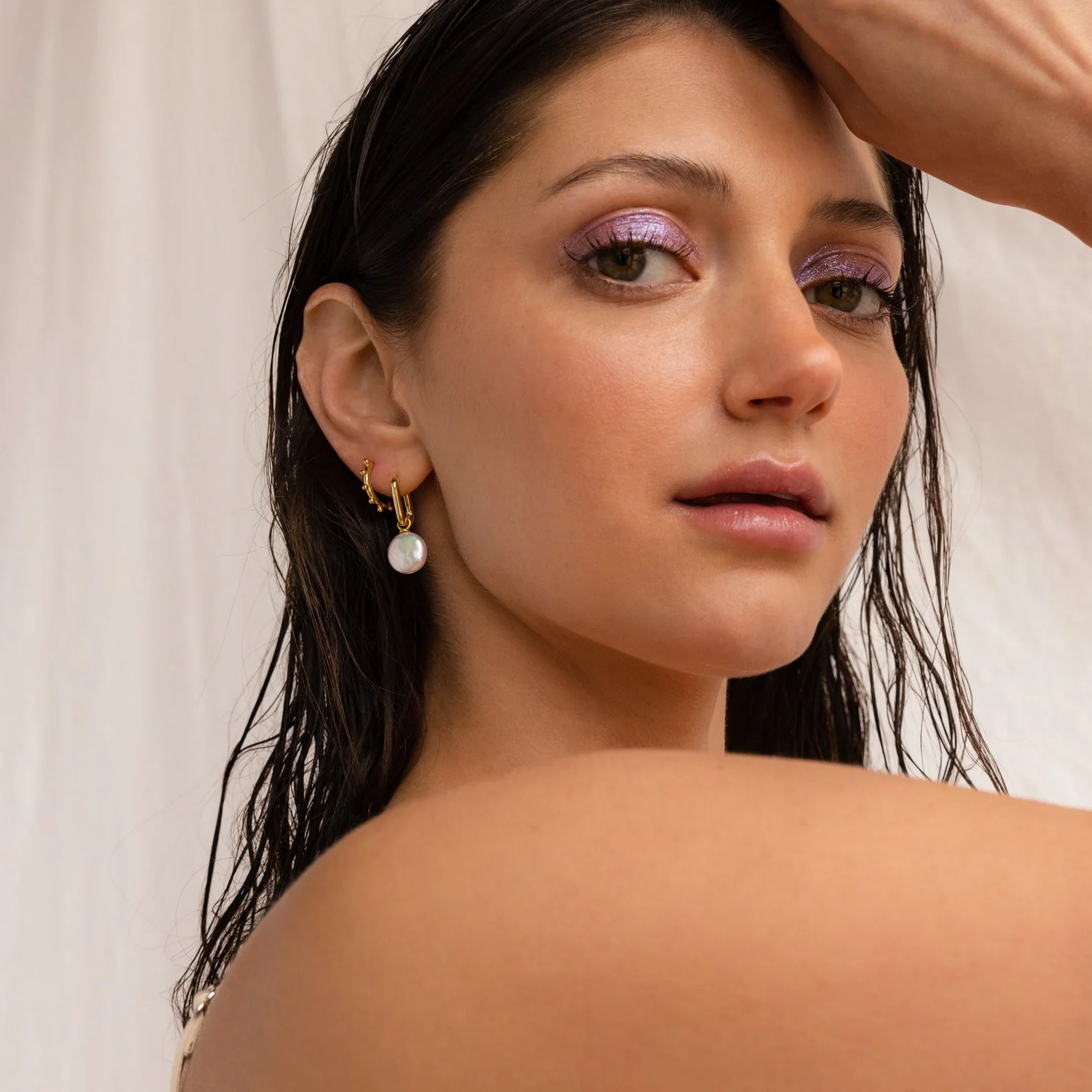 Bridget Pearl Hoops - Image 6