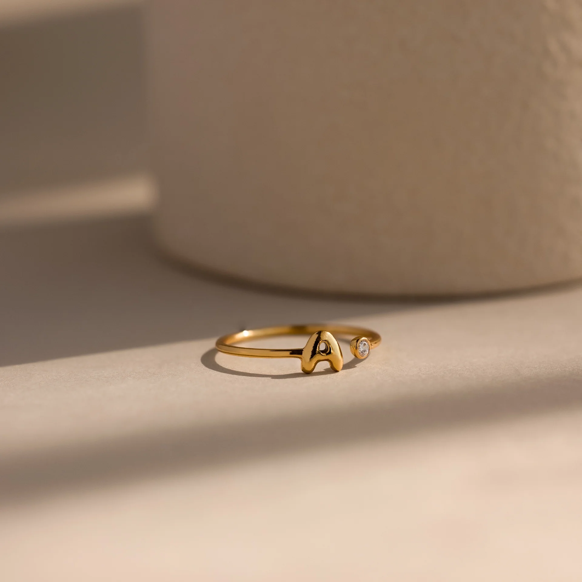 Bubble Initial Birthstone Ring in 18K Gold - Image 5
