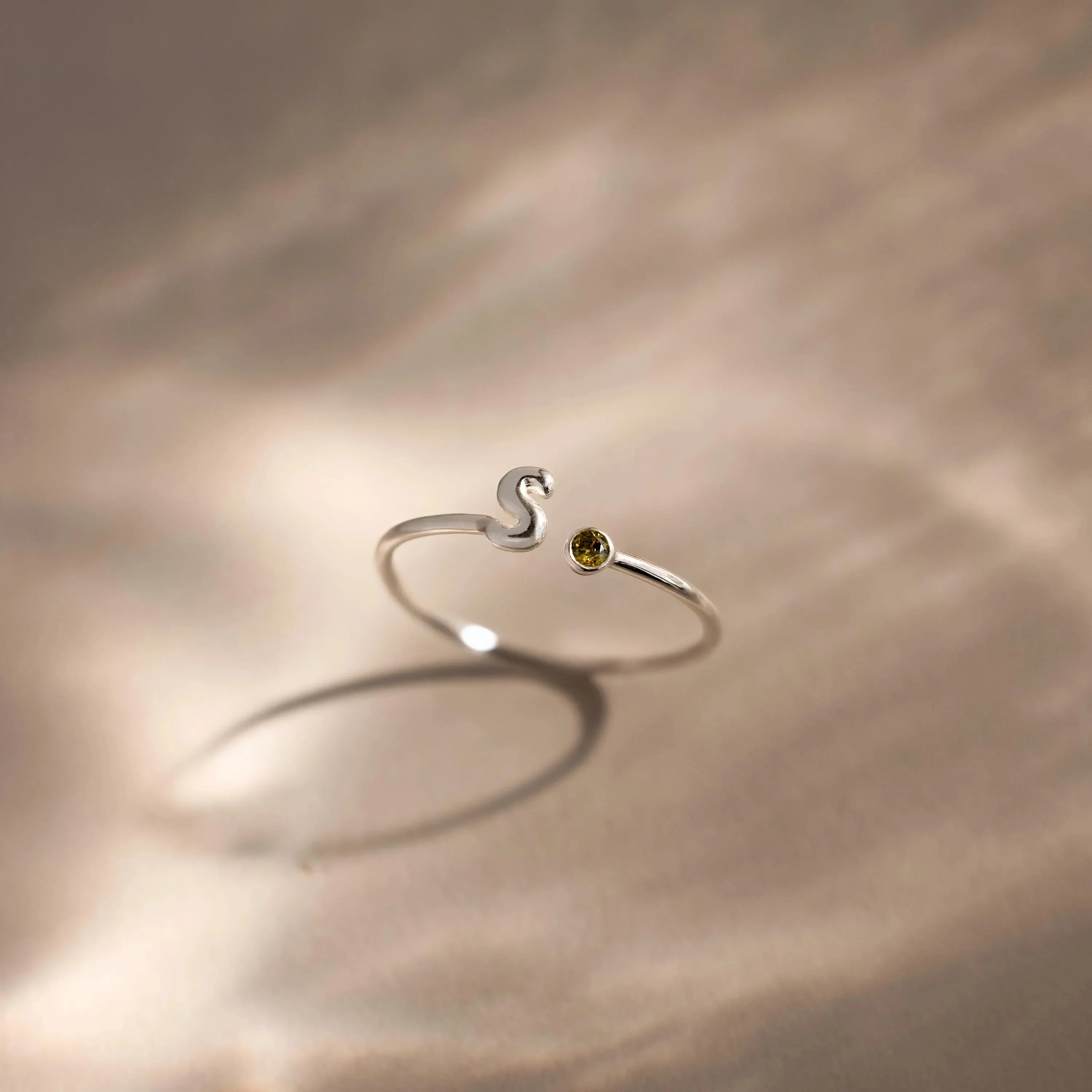 Bubble Initial Birthstone Ring - Image 4