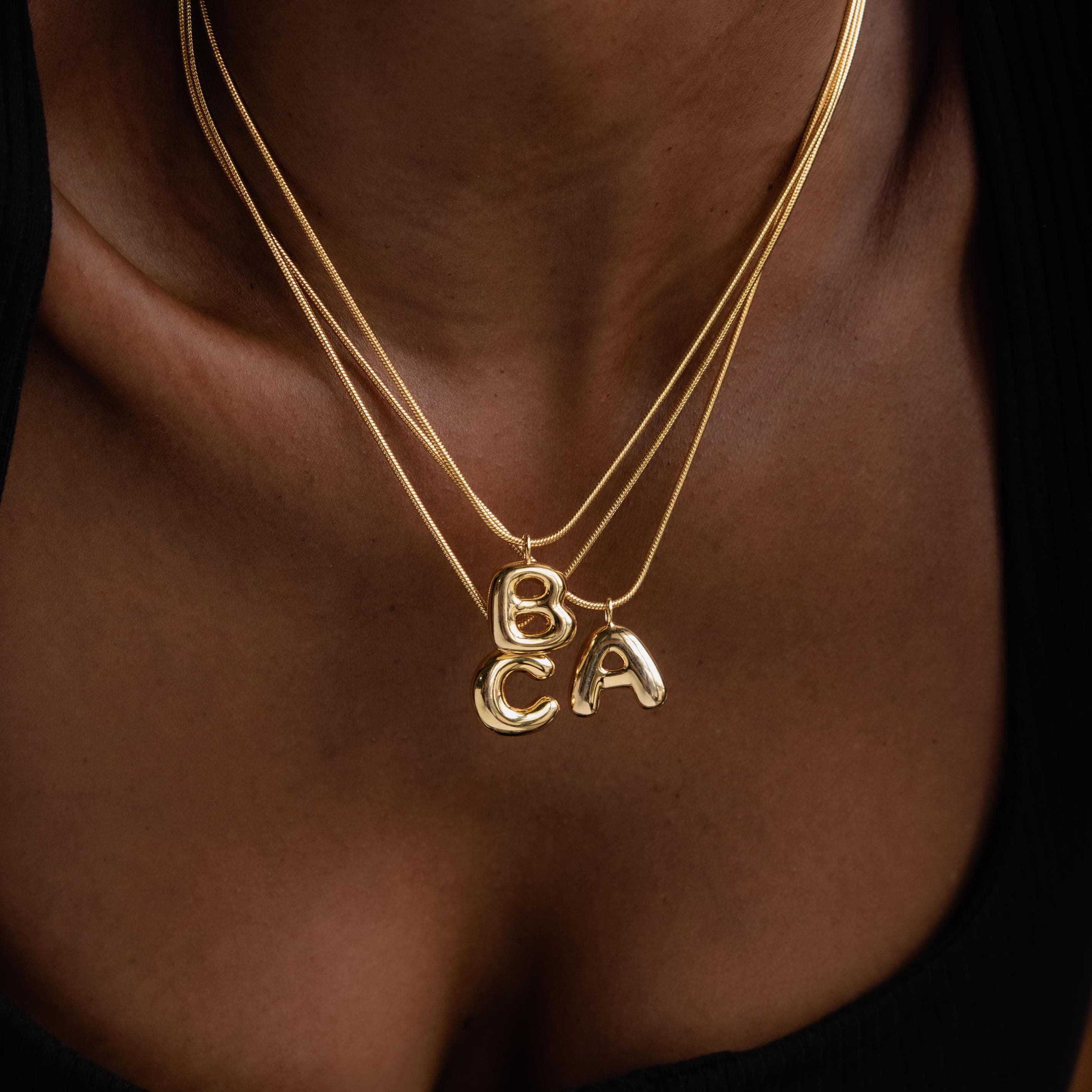 Bubble Letter Necklace in 18K Gold - Image 7