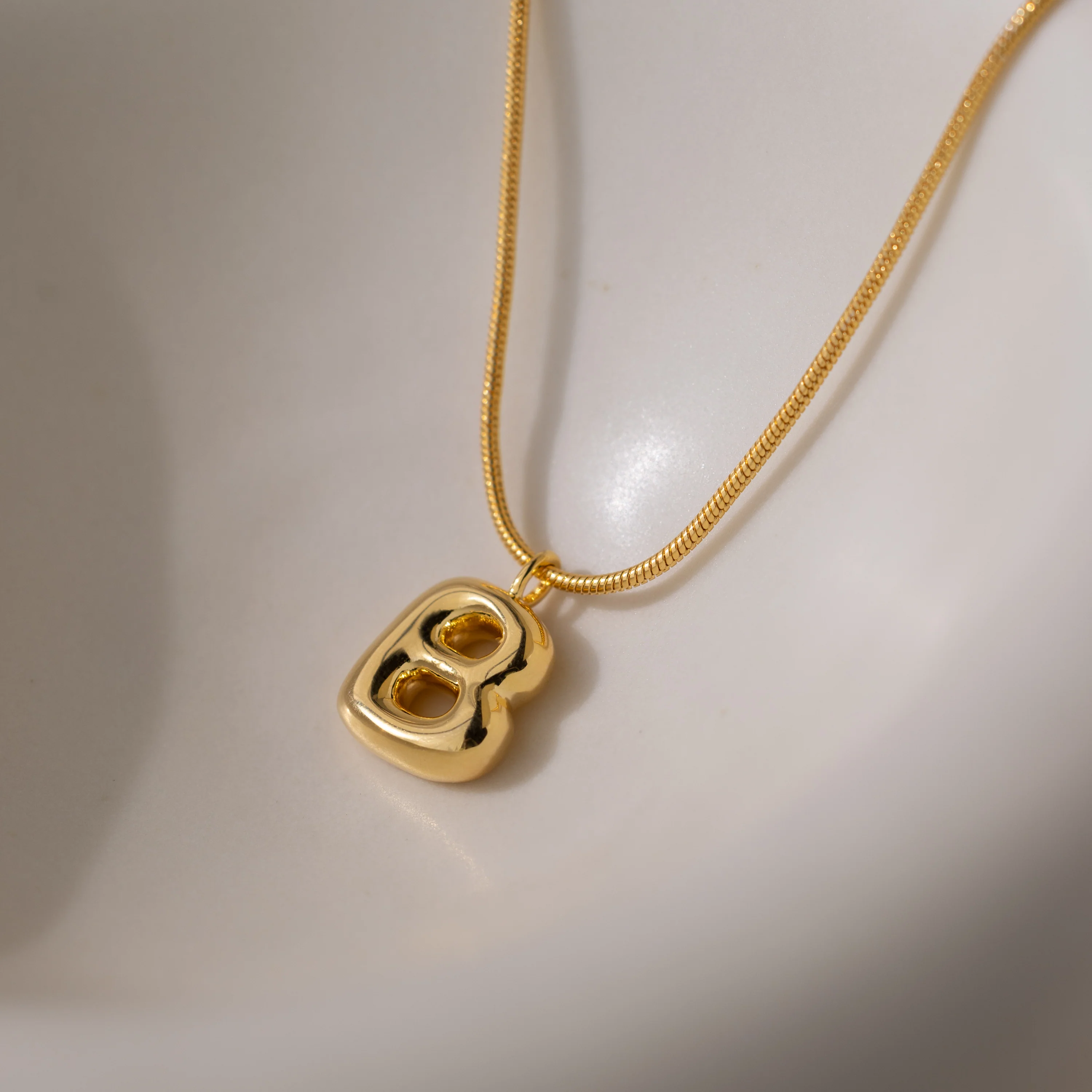 Bubble Letter Necklace in 18K Gold - Image 9