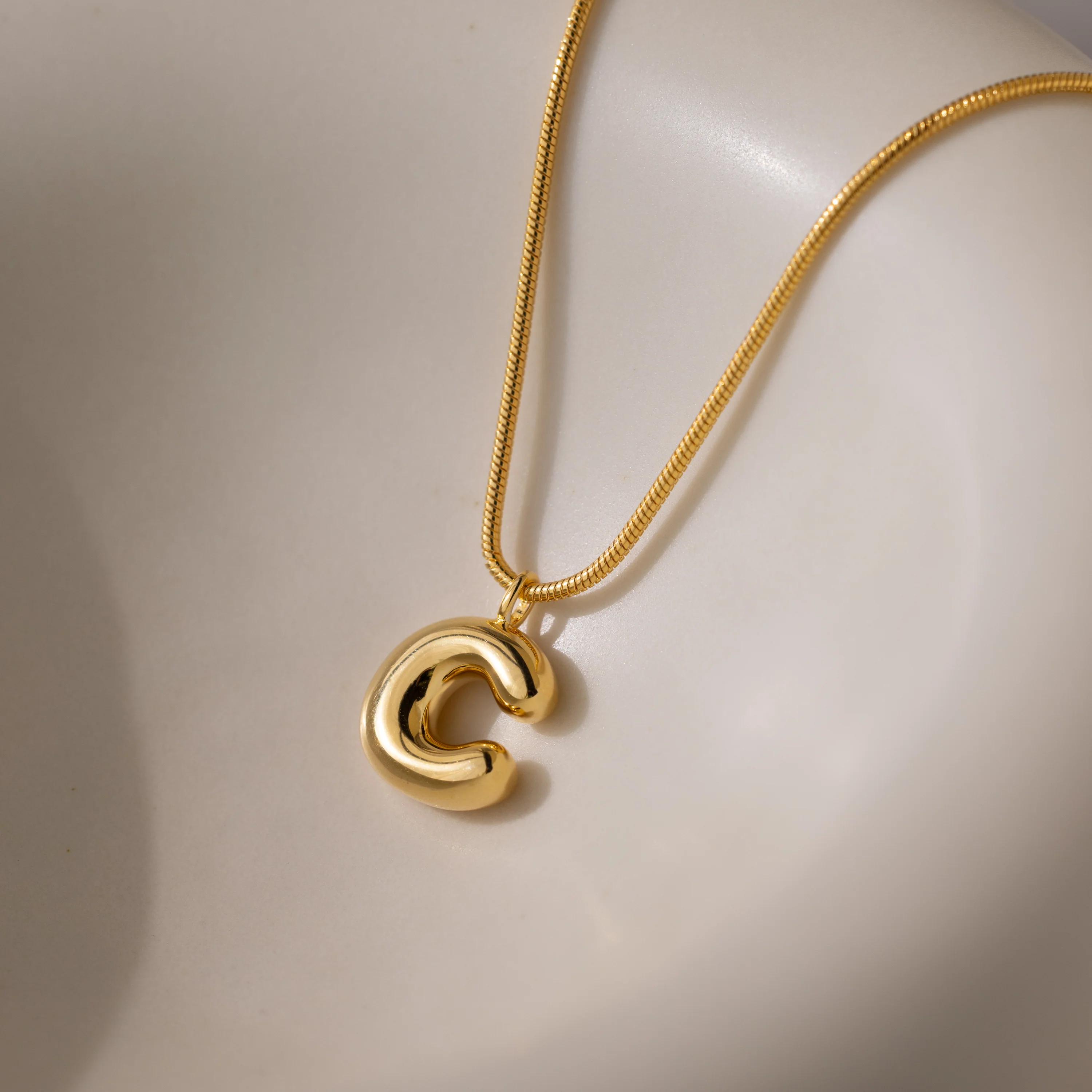 Bubble Letter Necklace in 18K Gold - Image 10