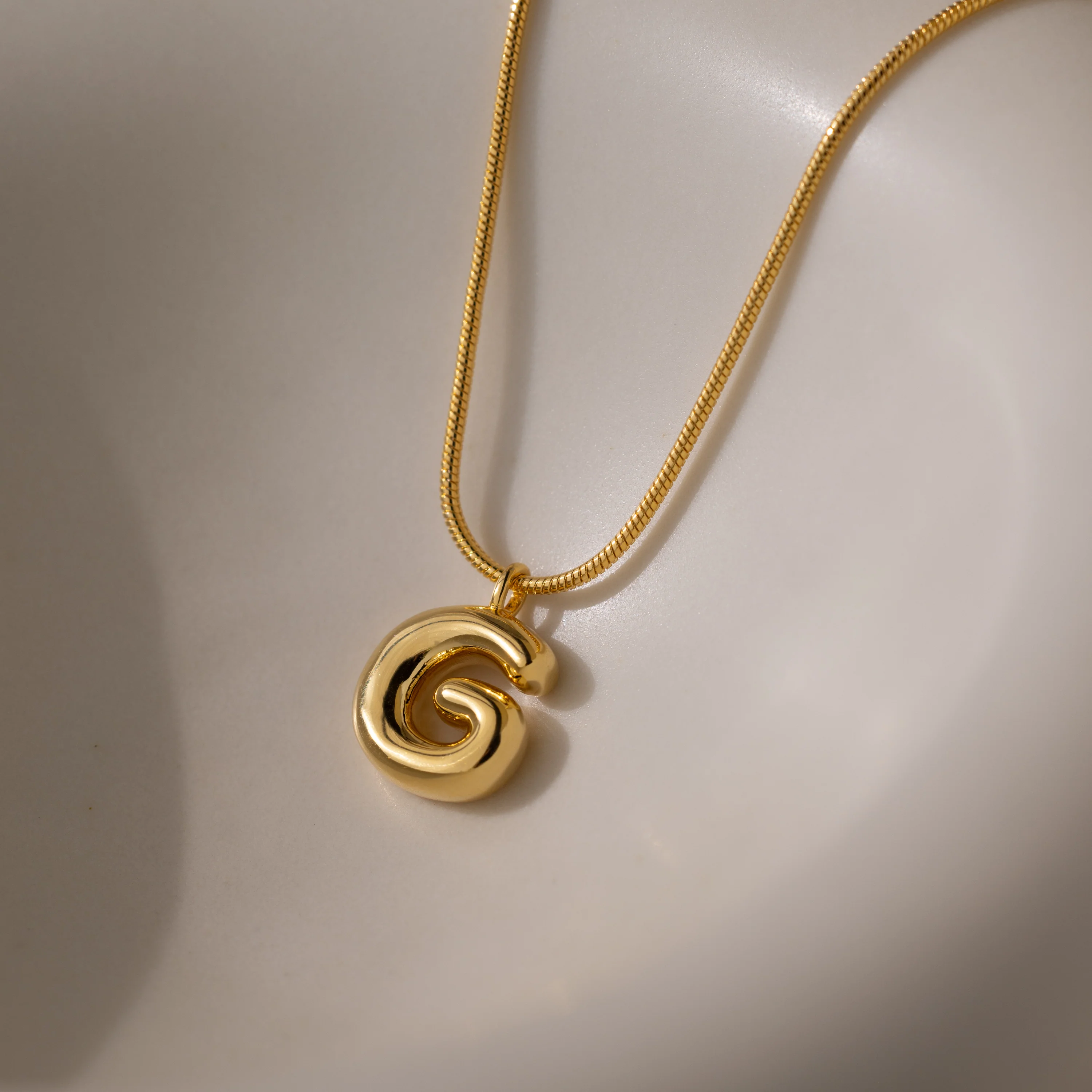 Bubble Letter Necklace in 18K Gold - Image 14