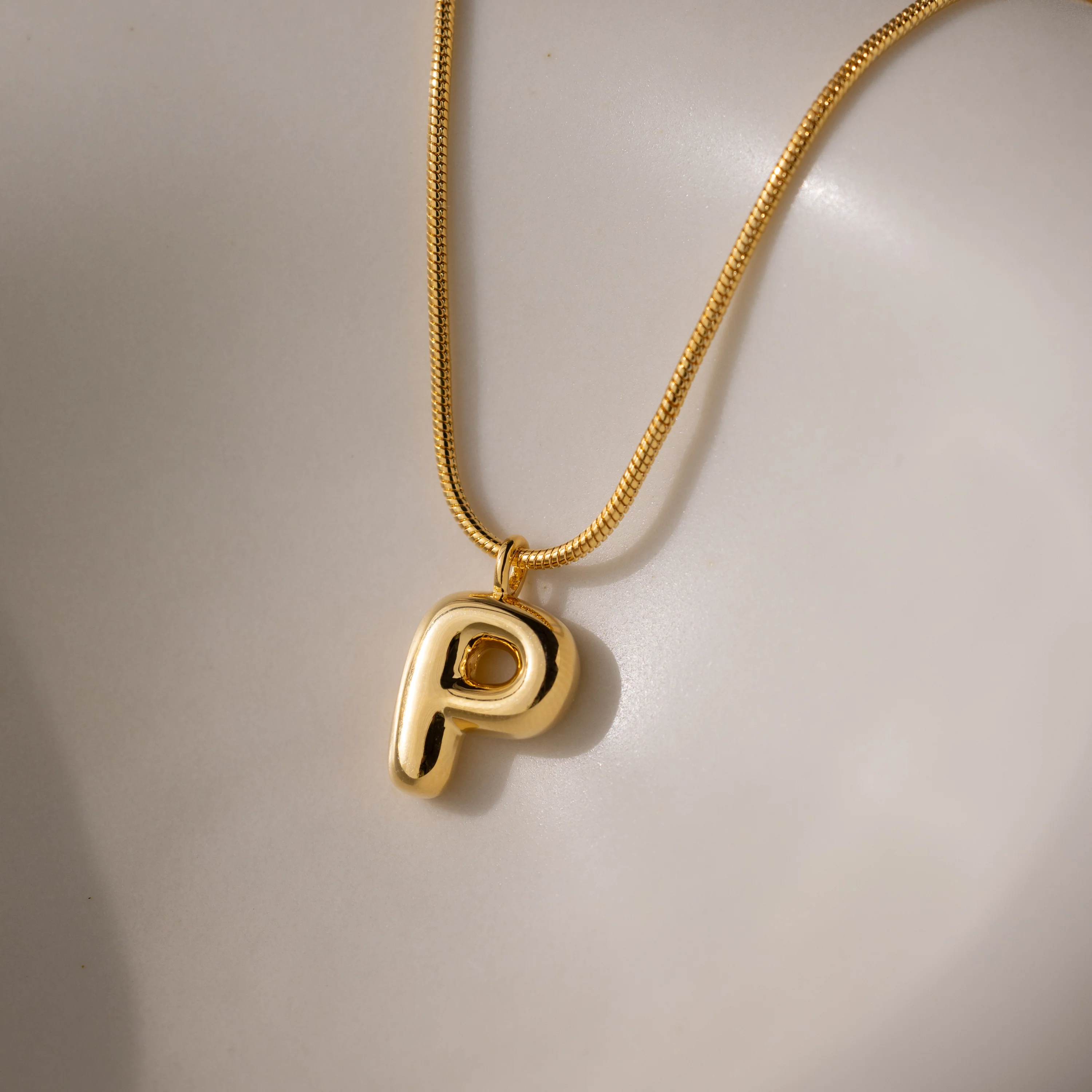 Bubble Letter Necklace in 18K Gold - Image 23