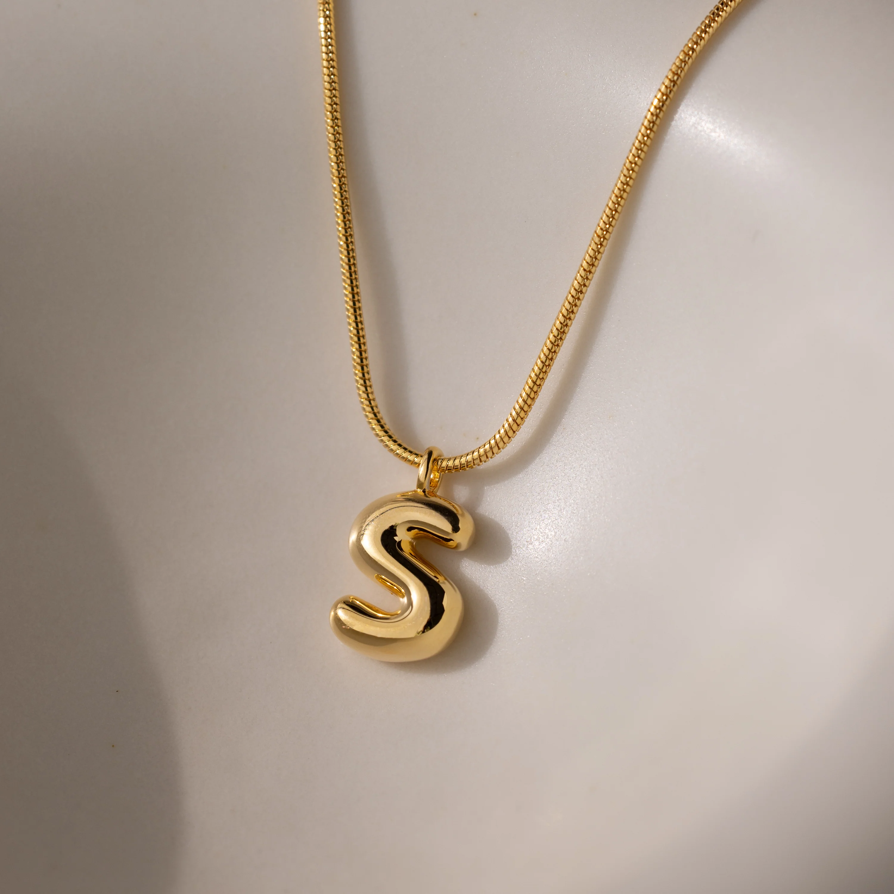 Bubble Letter Necklace in 18K Gold - Image 26