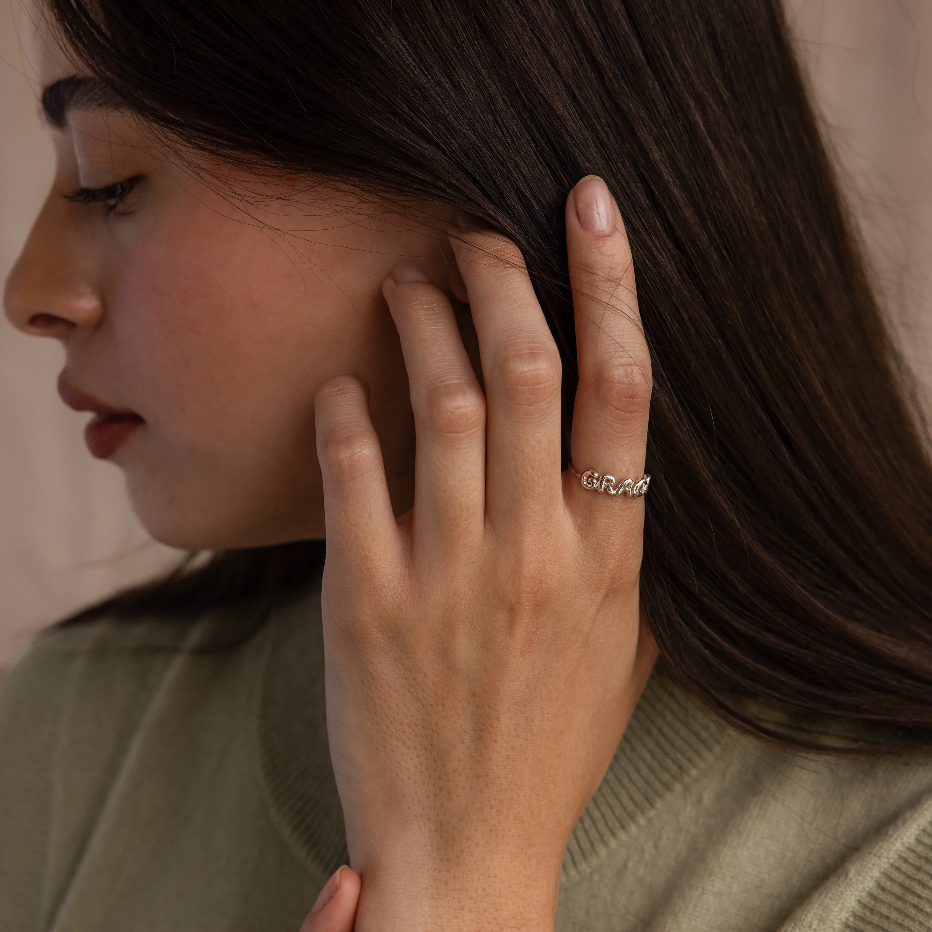 Bubble Name Ring in Silver - Image 4