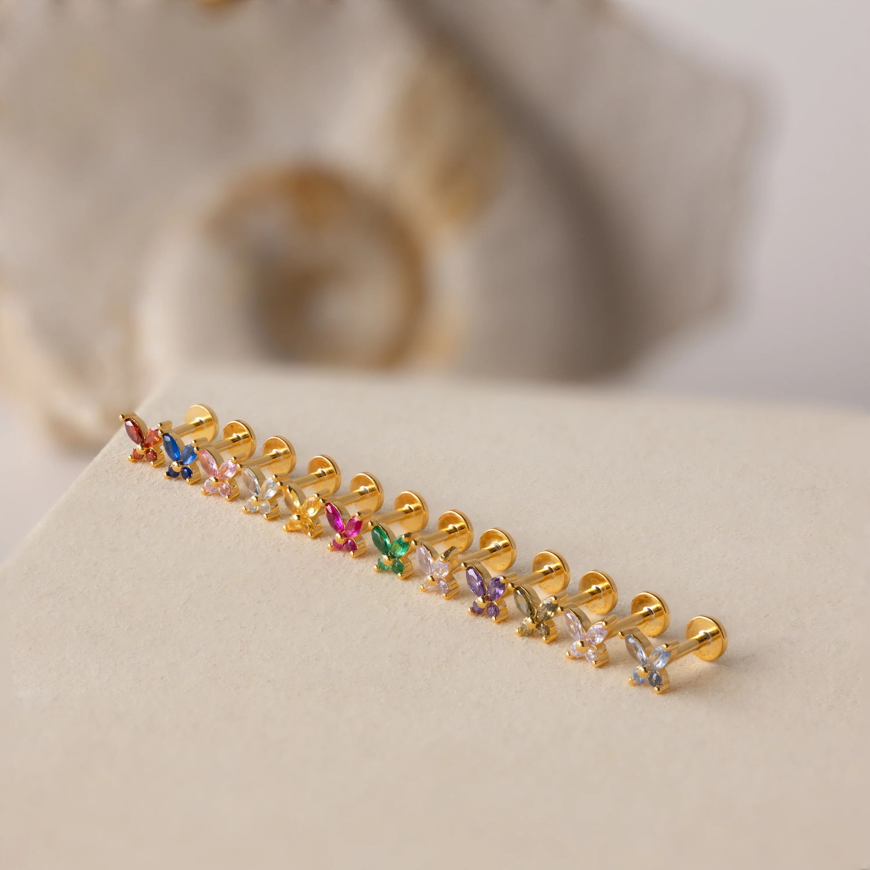 Butterfly Ruby Flatback Studs - Image 7