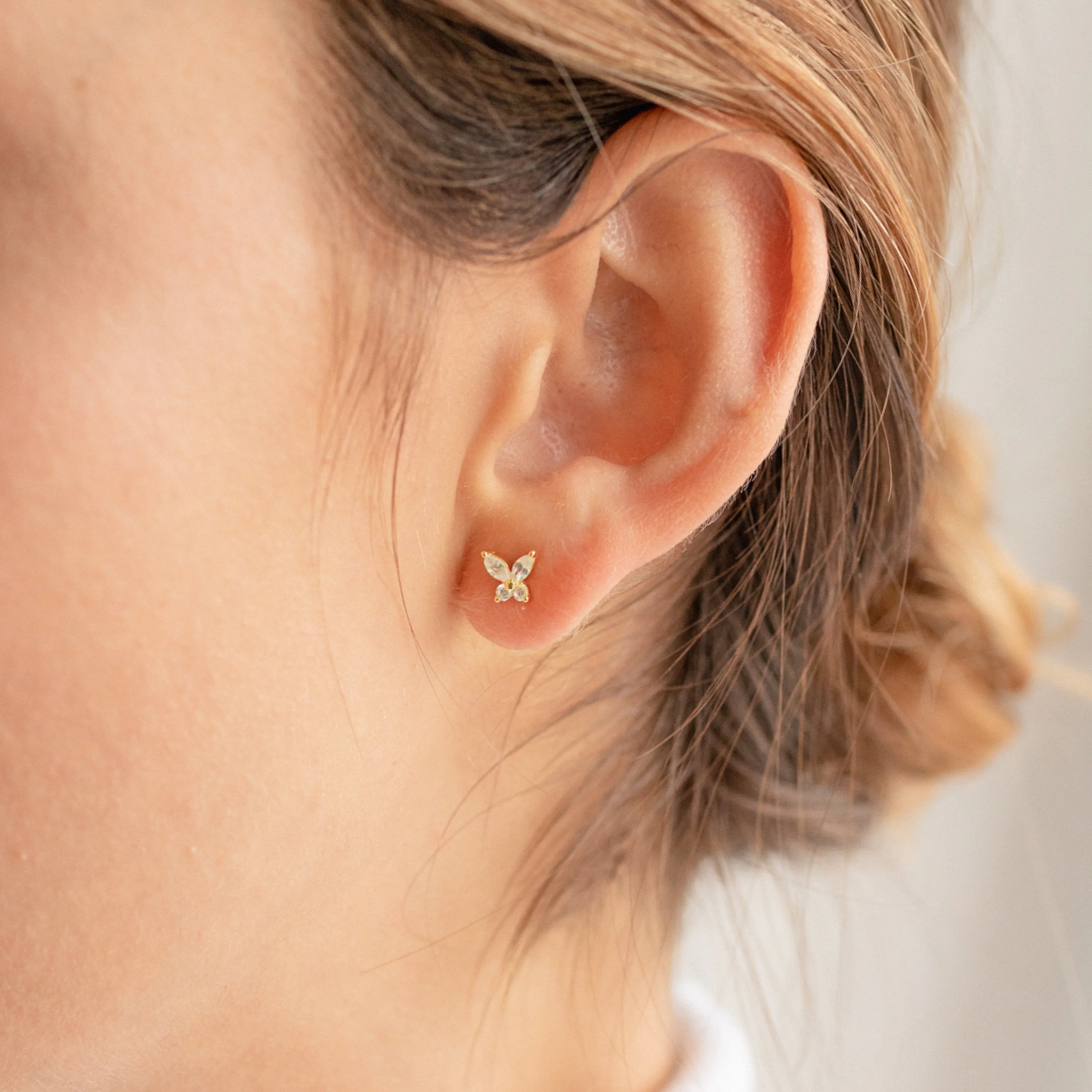 Butterfly Diamond Studs in 18K Gold - Image 3