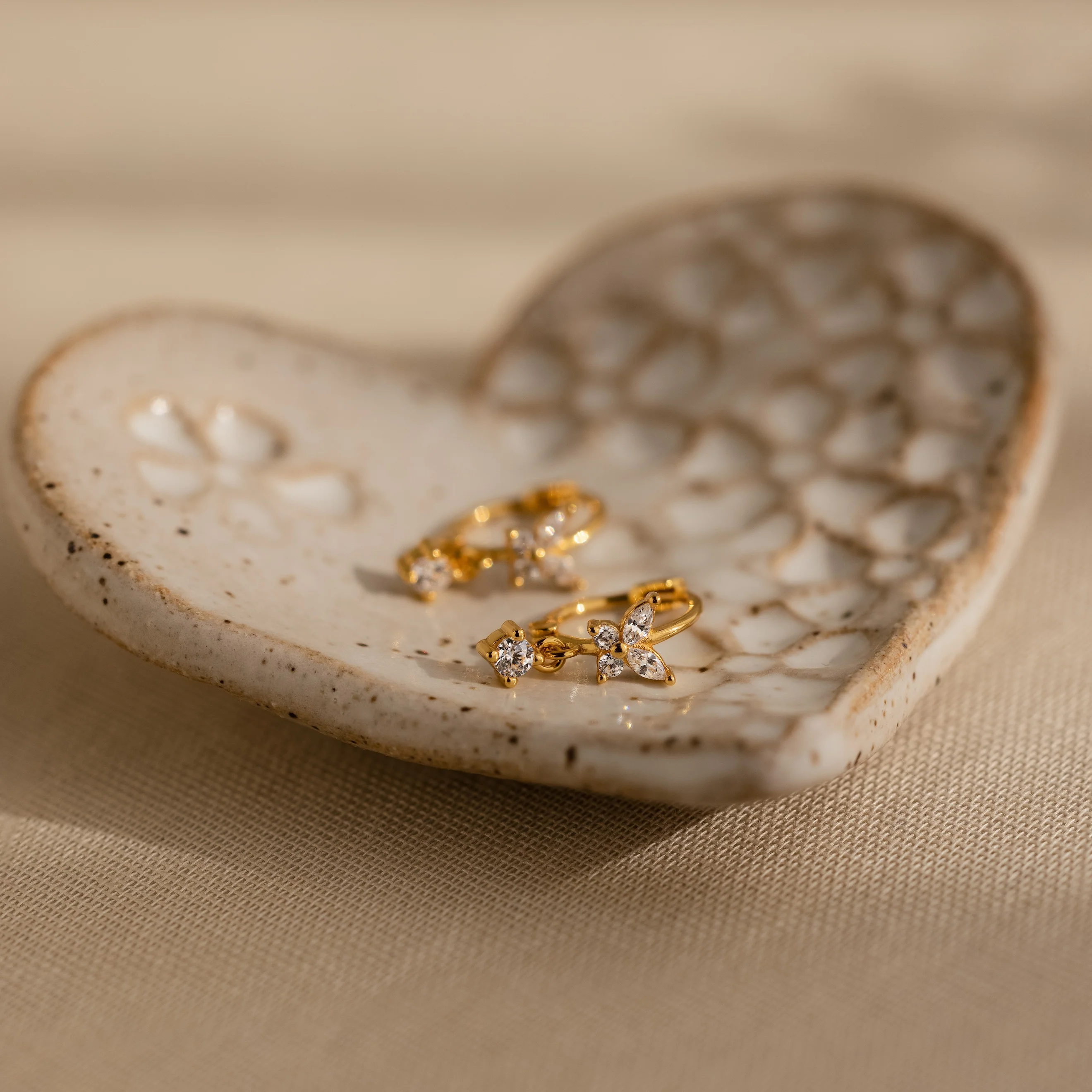 Butterfly Drop Huggies in 18K Gold - Image 5