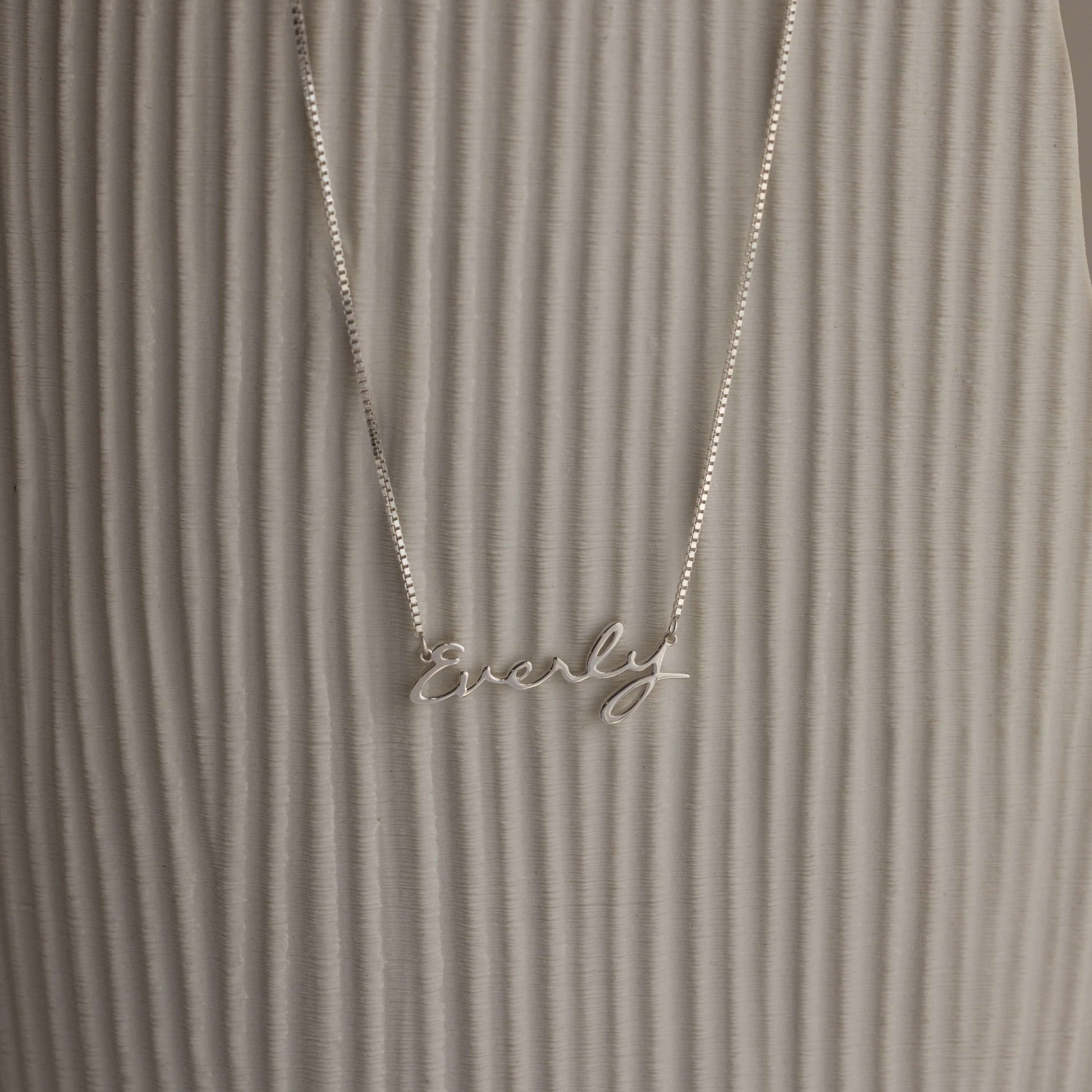 Callie Box Chain Name Necklace in Silver - Image 3