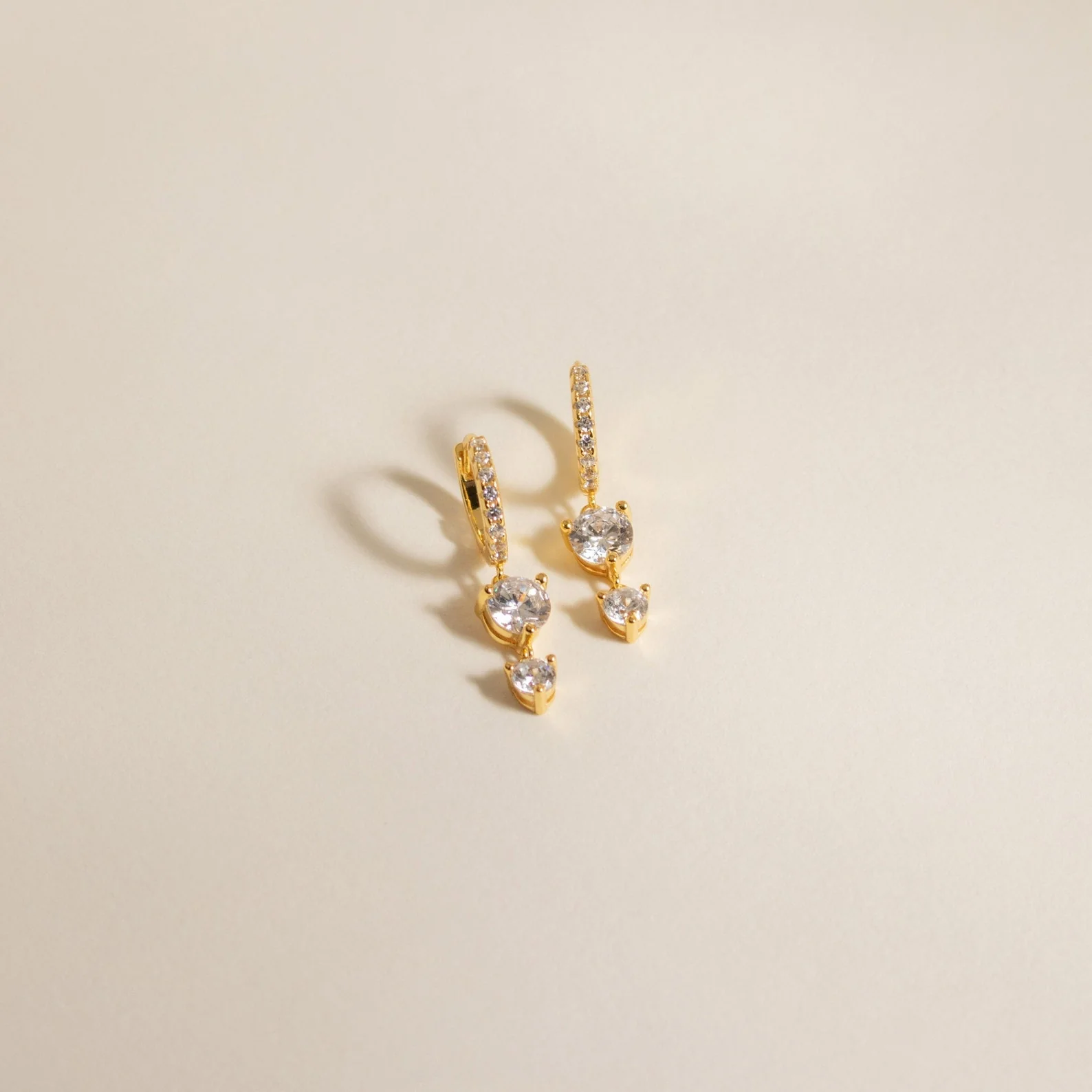 Caroline Pave Drop Huggies in 18K Gold - Image 3