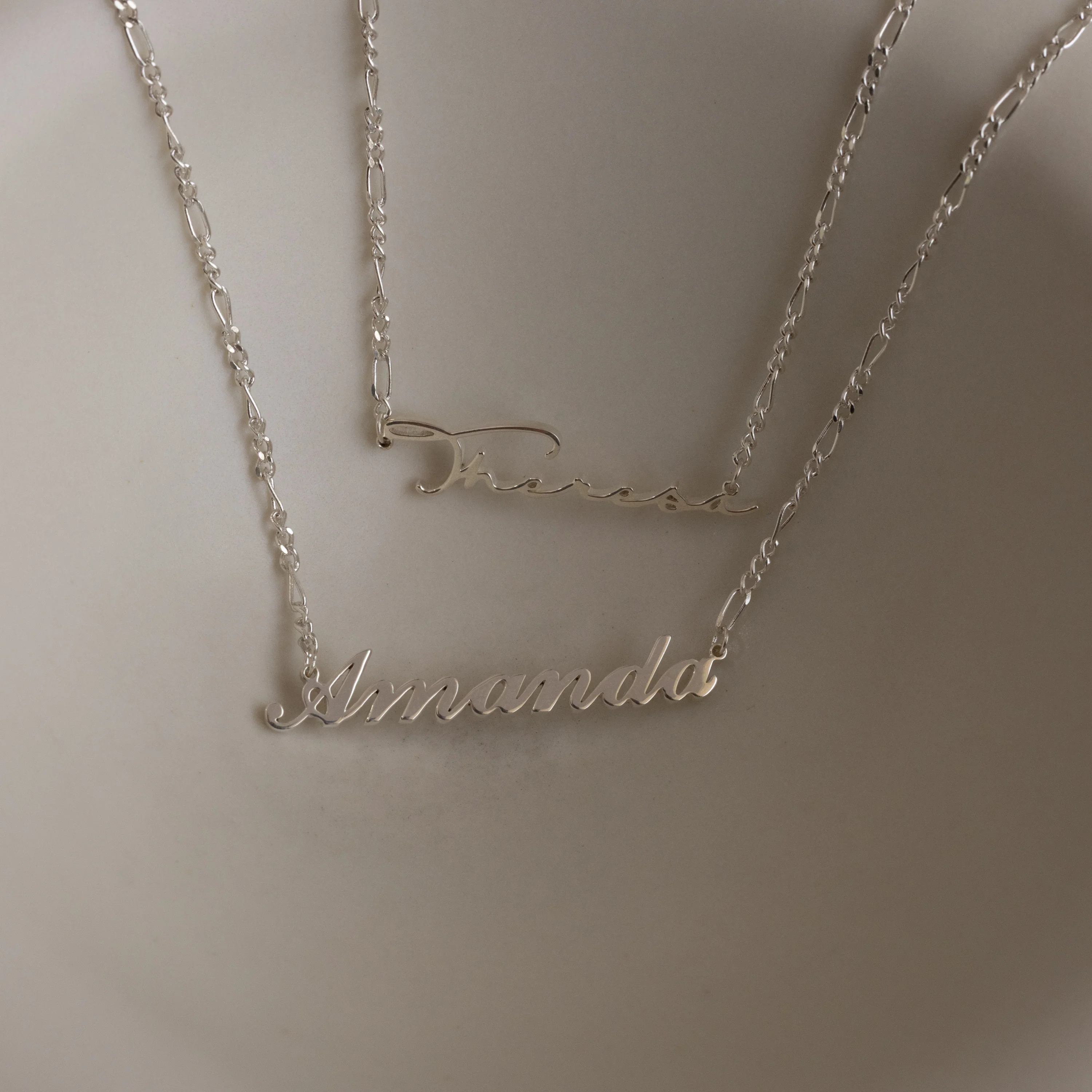 Carrie Figaro Chain Name Necklace in Silver - Image 3