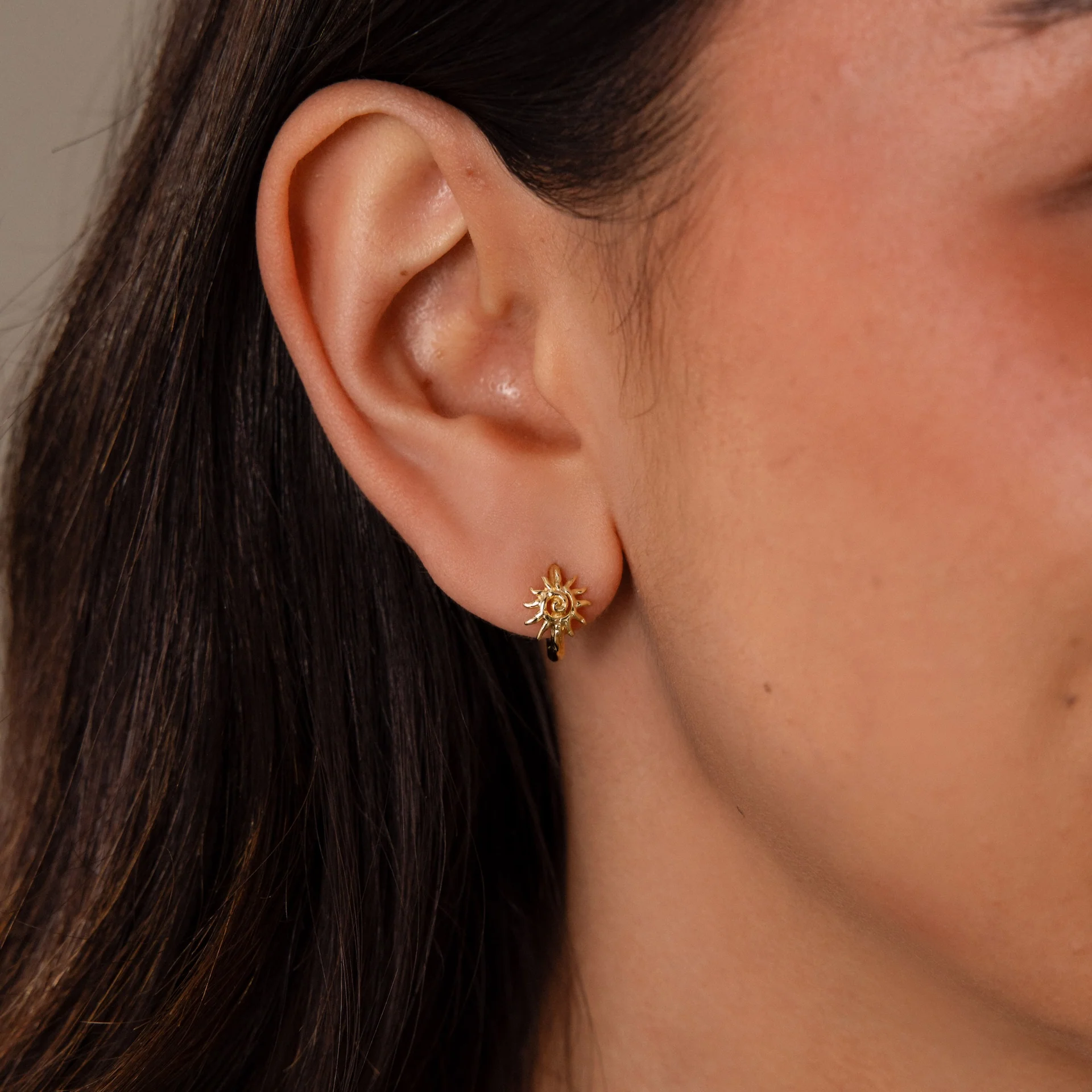 Celestial Sun Huggies in 18K Gold - Image 2