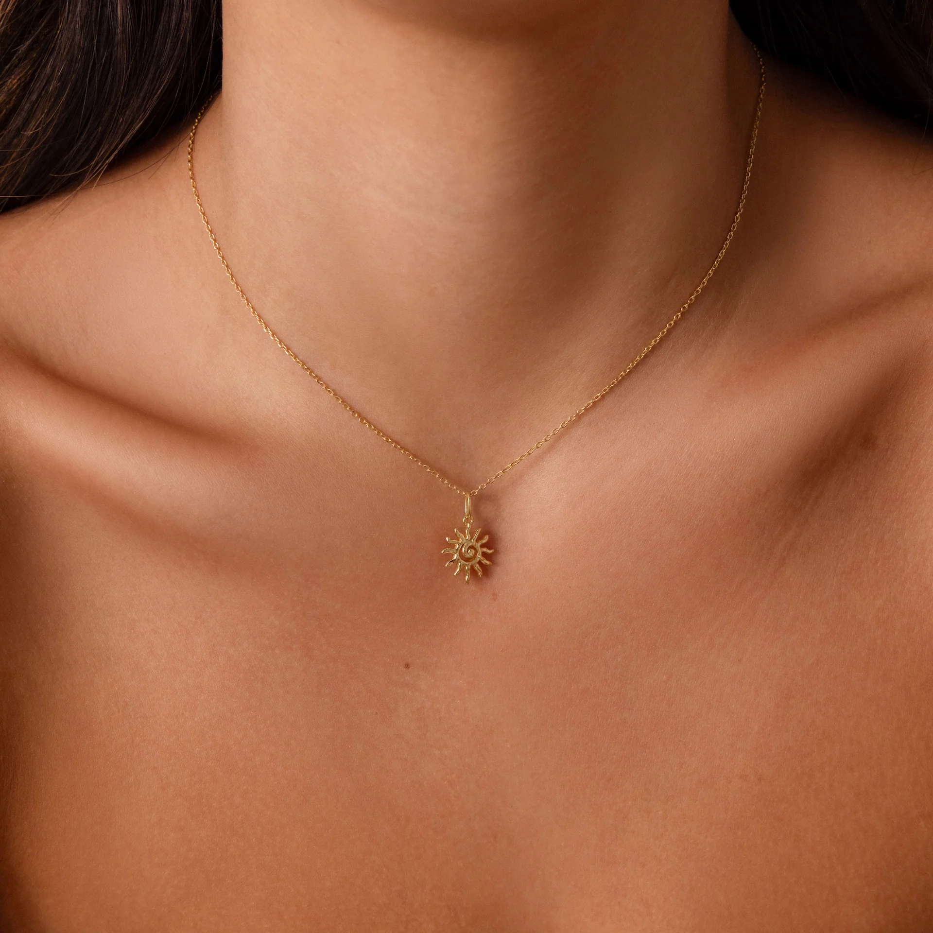 Celestial Sun Necklace in 18K Gold - Image 2